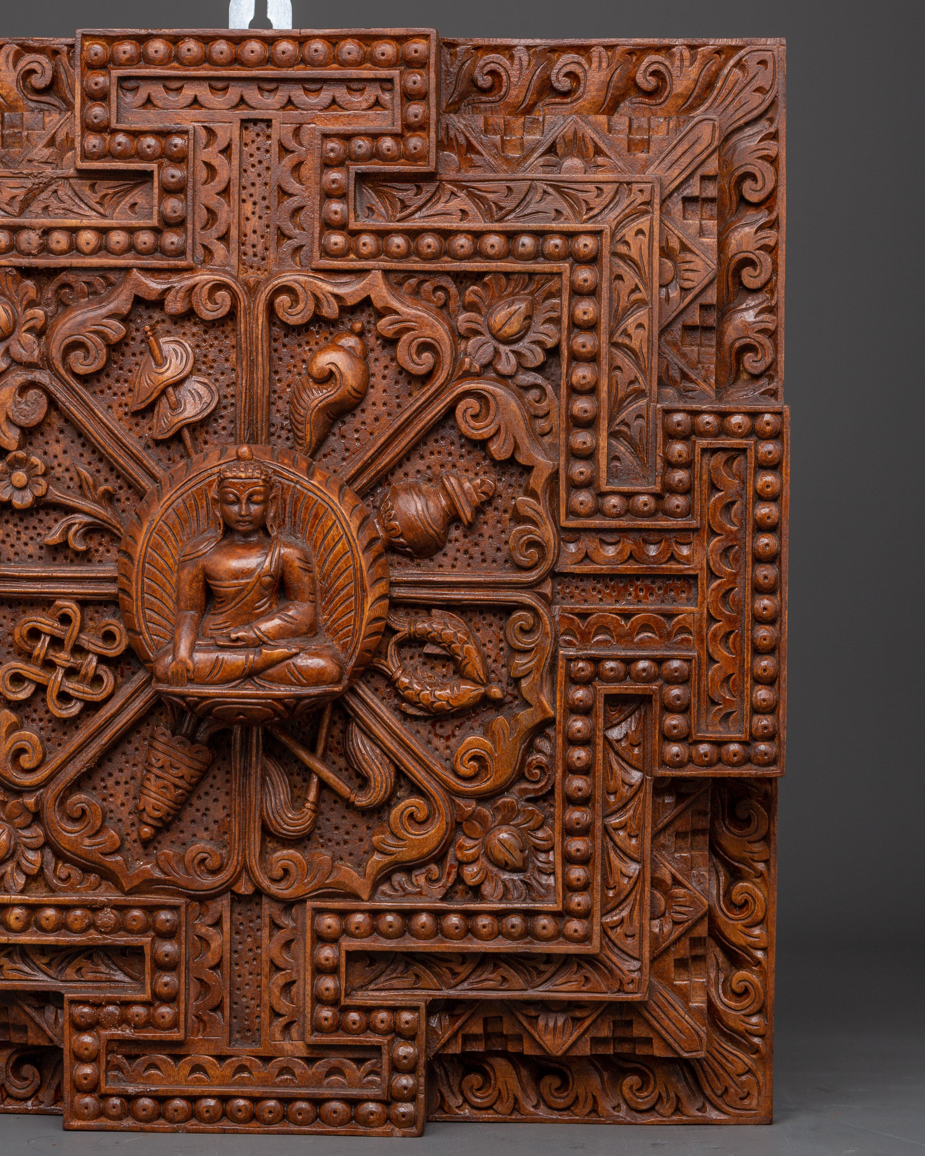 Shakyamuni Buddha Wall Hanging Decor | Hand-Carved Wooden Buddha Art