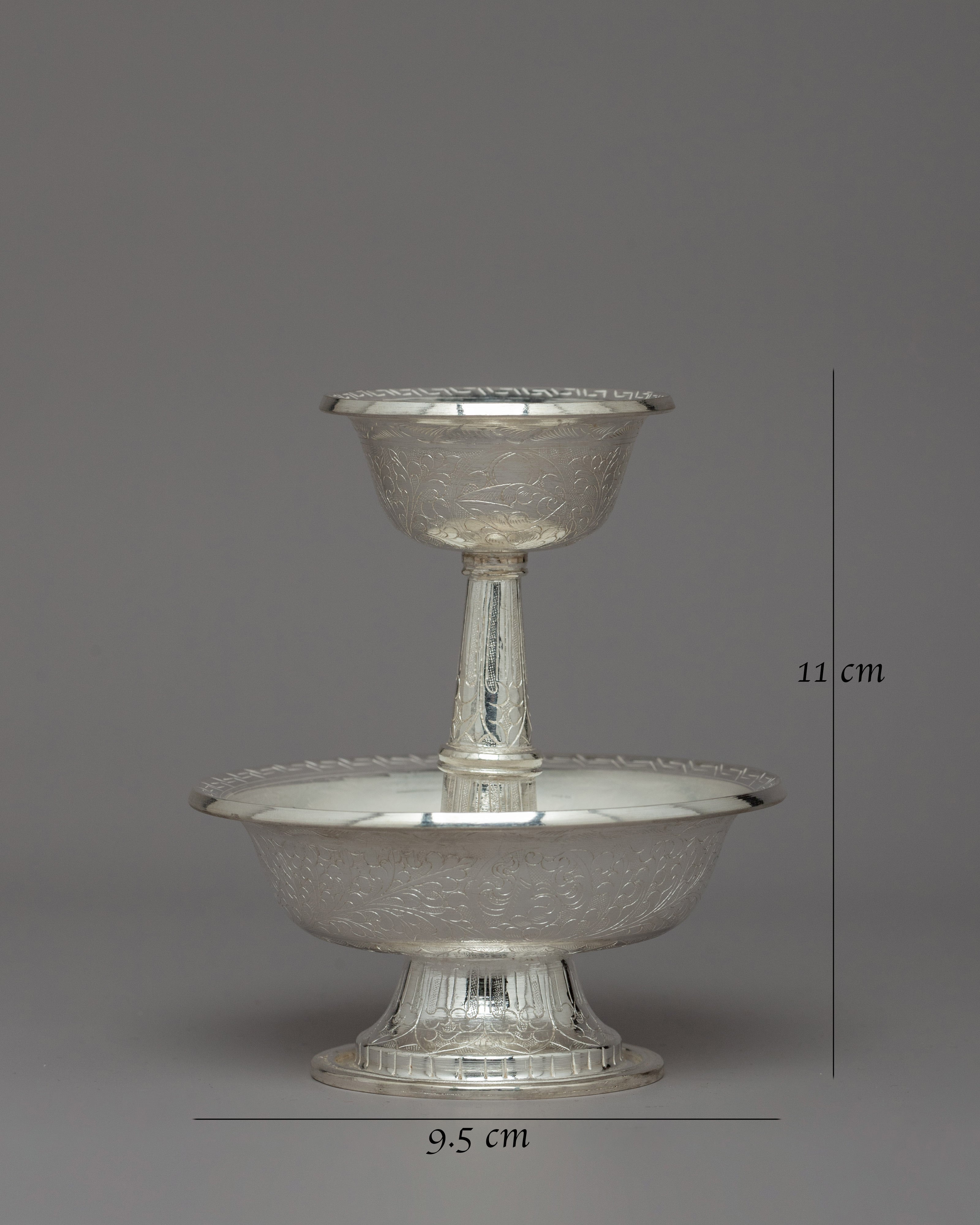 Elegant Silver Serkyem Offering Set | Perfect for Puja and Meditation
