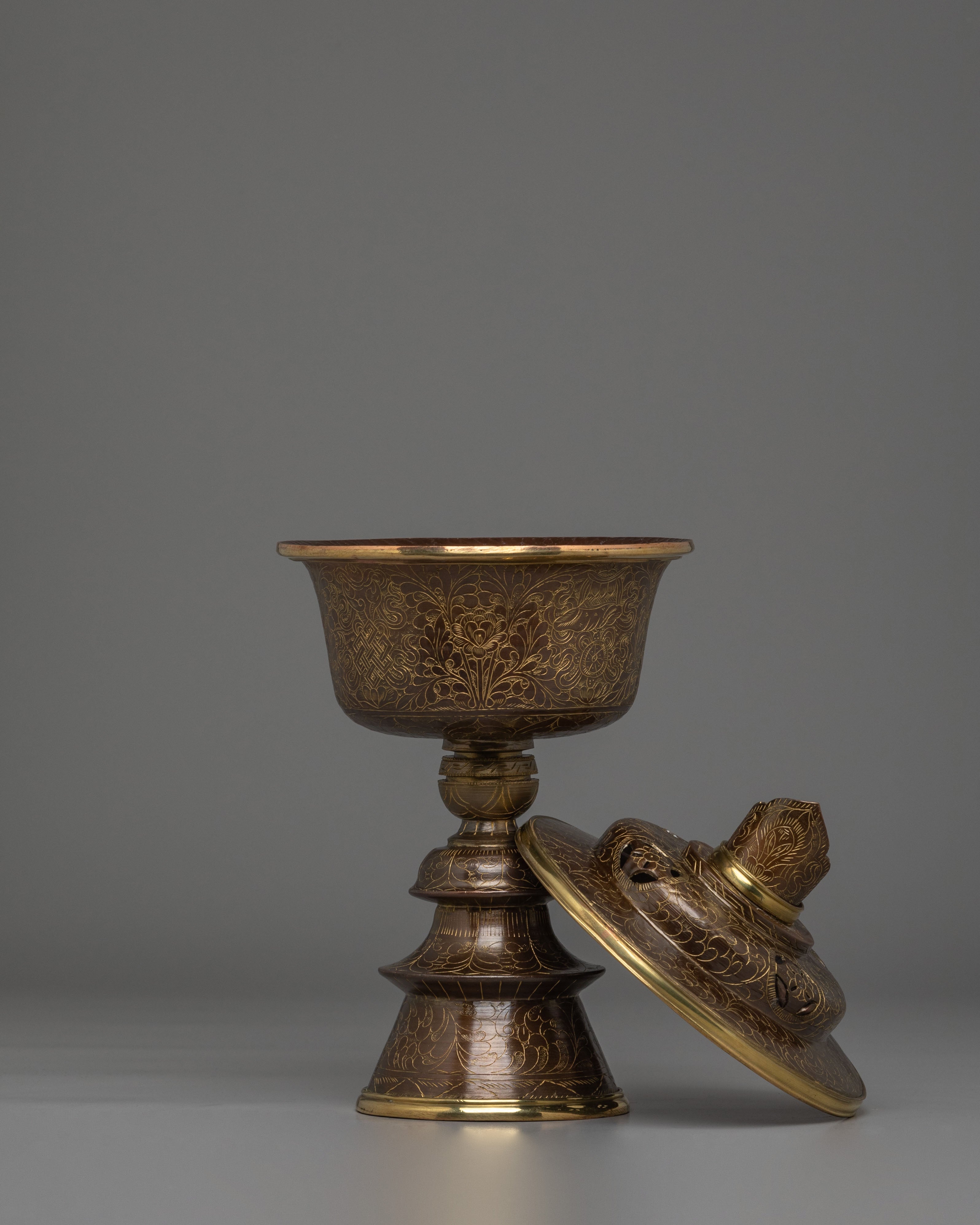 Decorative Buddhist Butter Lamp | Handcrafted Ritual Offering Light