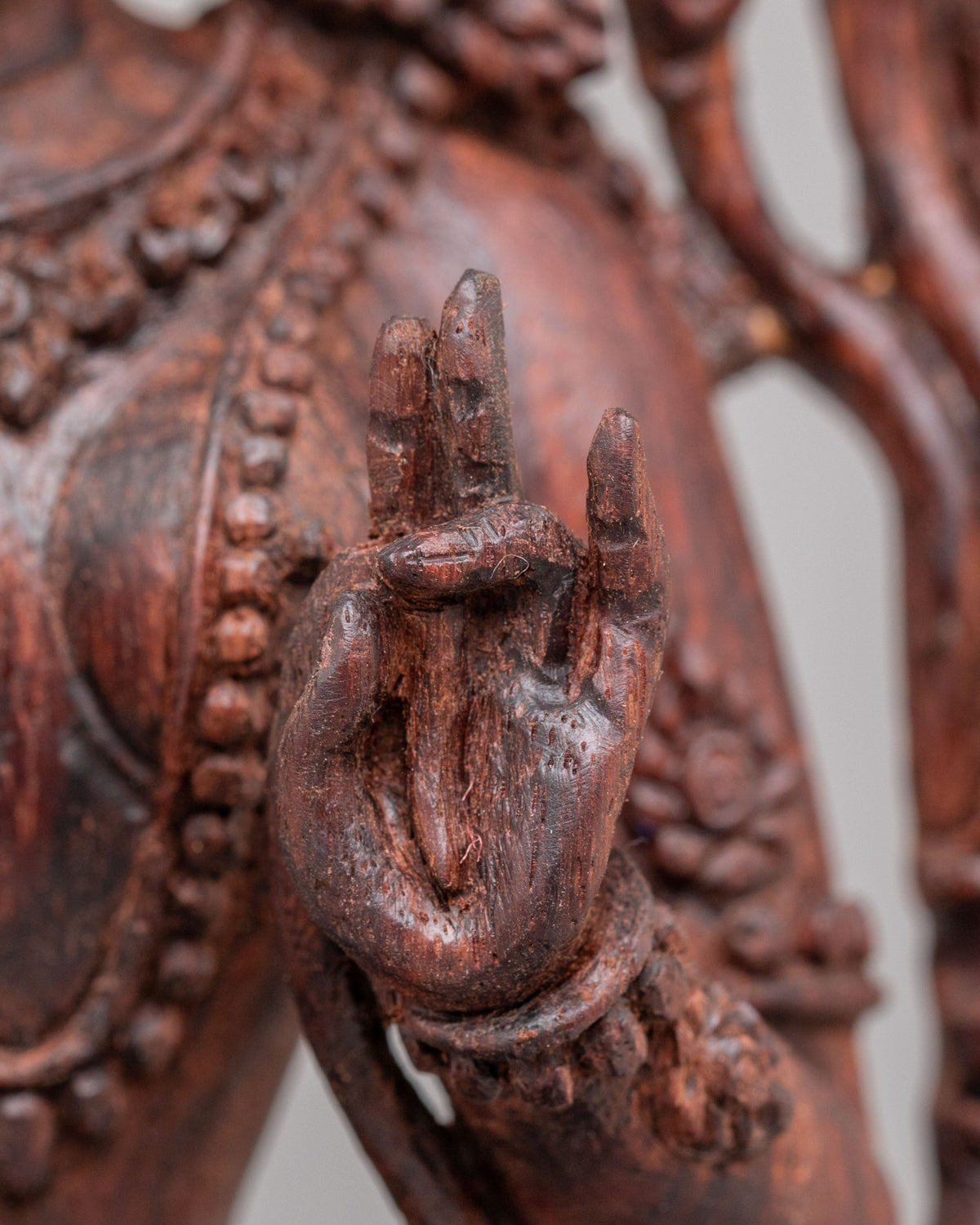 Handcarved Wooden Green Tara Altar Statue | Buddhist Goddess of Compassion