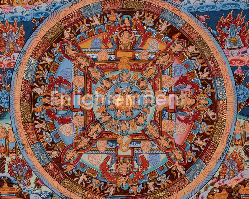 Traditional Shakyamuni Buddha Mandala | Vintage Tibetan Buddhist Thangka