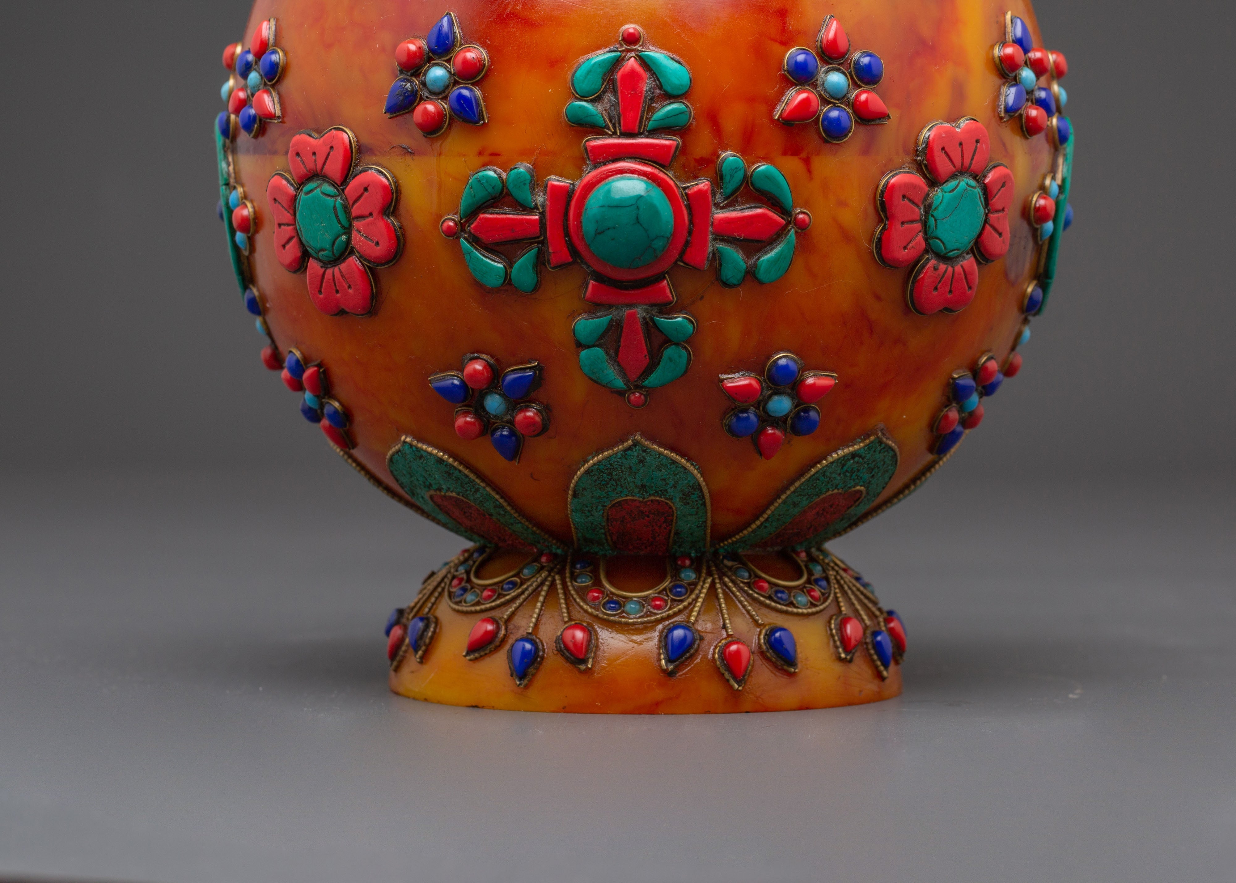 Offering Rice Pot Set | Handcrafted Tibetan Ritual Vessel for Spiritual Practices