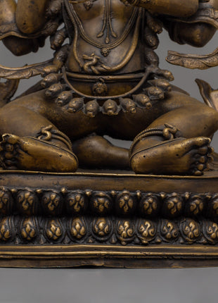 Four Armed Mahakala Statue | Tibetan Protector Deity Sculpture