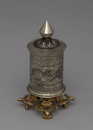 Om Mani Padme Hum Prayer Wheel with Brass Base | Wheel for Meditation and Blessings