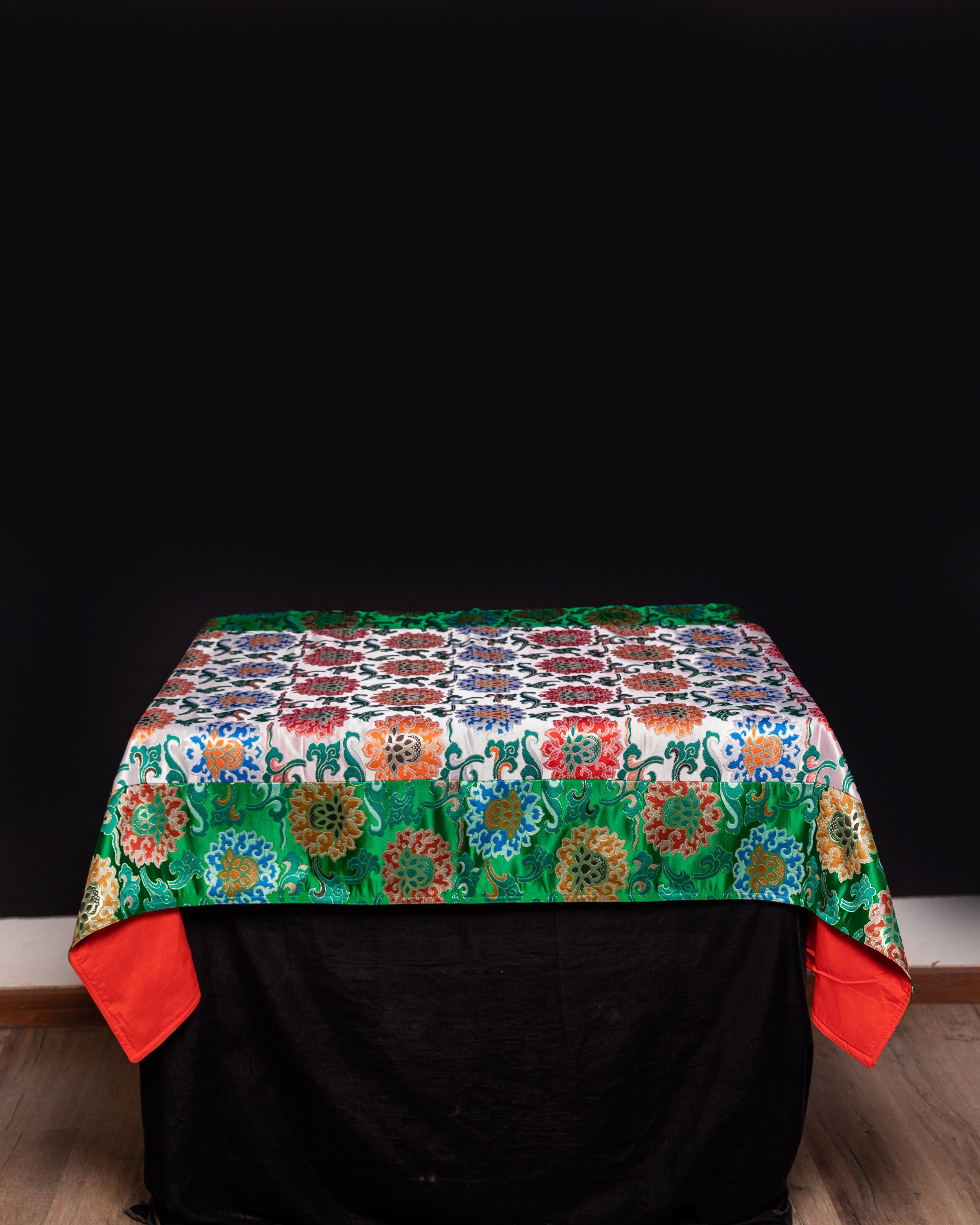 Handmade Silk Fabric Table Cloth | Elegant Multicolor Floral Design in Silk