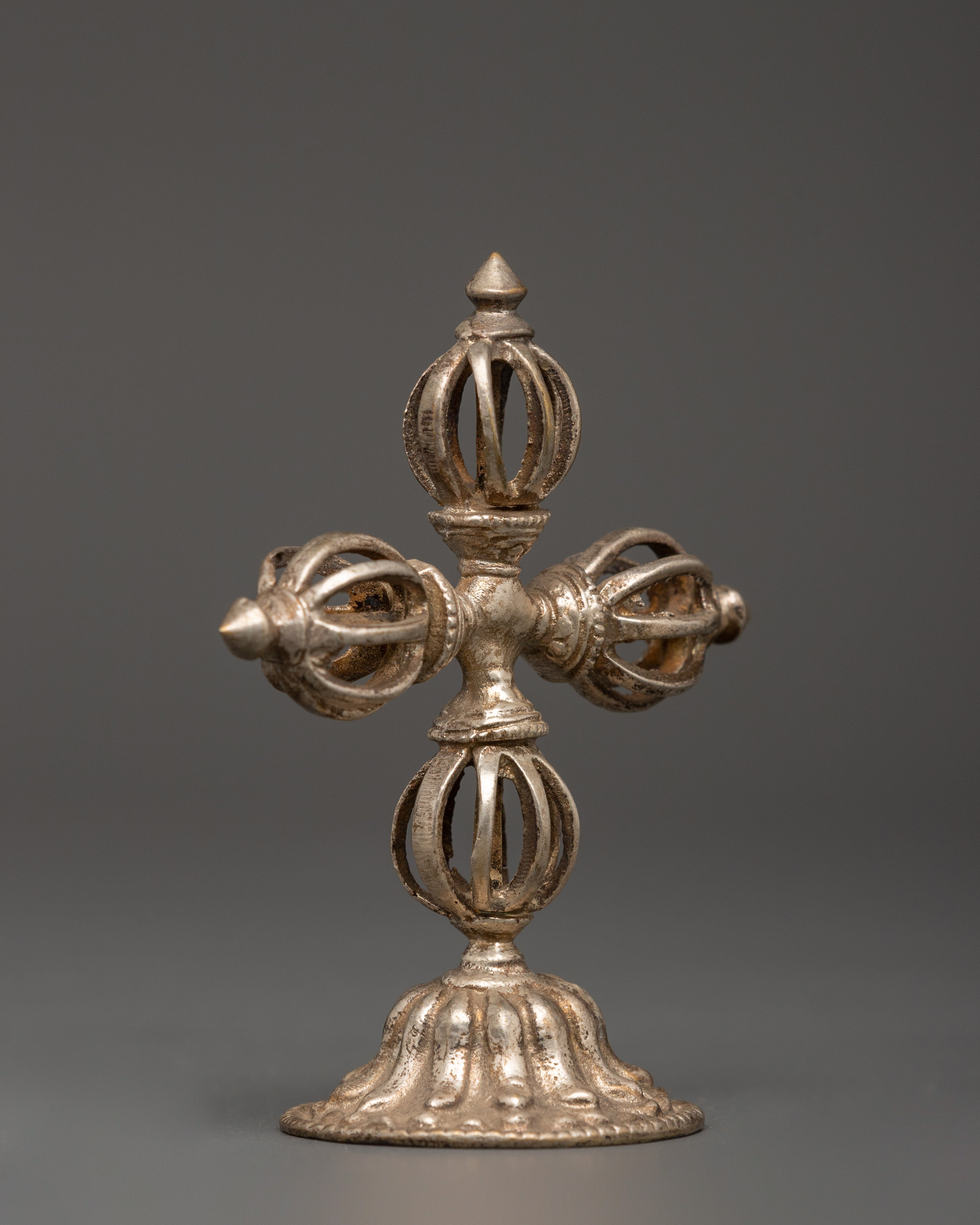 Bishwo Vajra with Stand | Copper Silver Plated Buddhist Ritual Tool