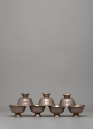 85% Silver Offering Bowls Set | Perfect for Tibetan Buddhist Altars