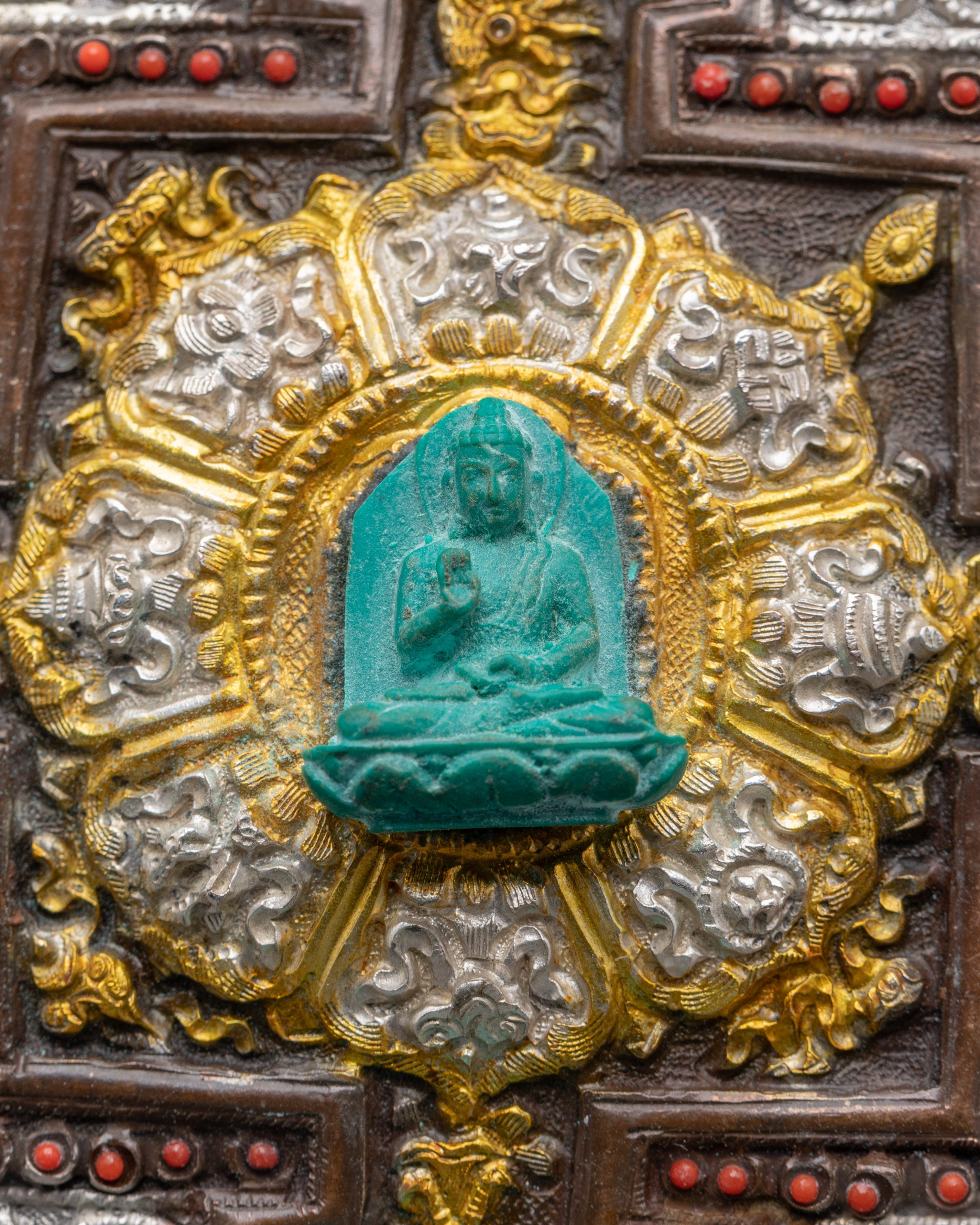 22cm Mandala with Five Dhyani Buddhas | Tibetan Buddhist Wall Art