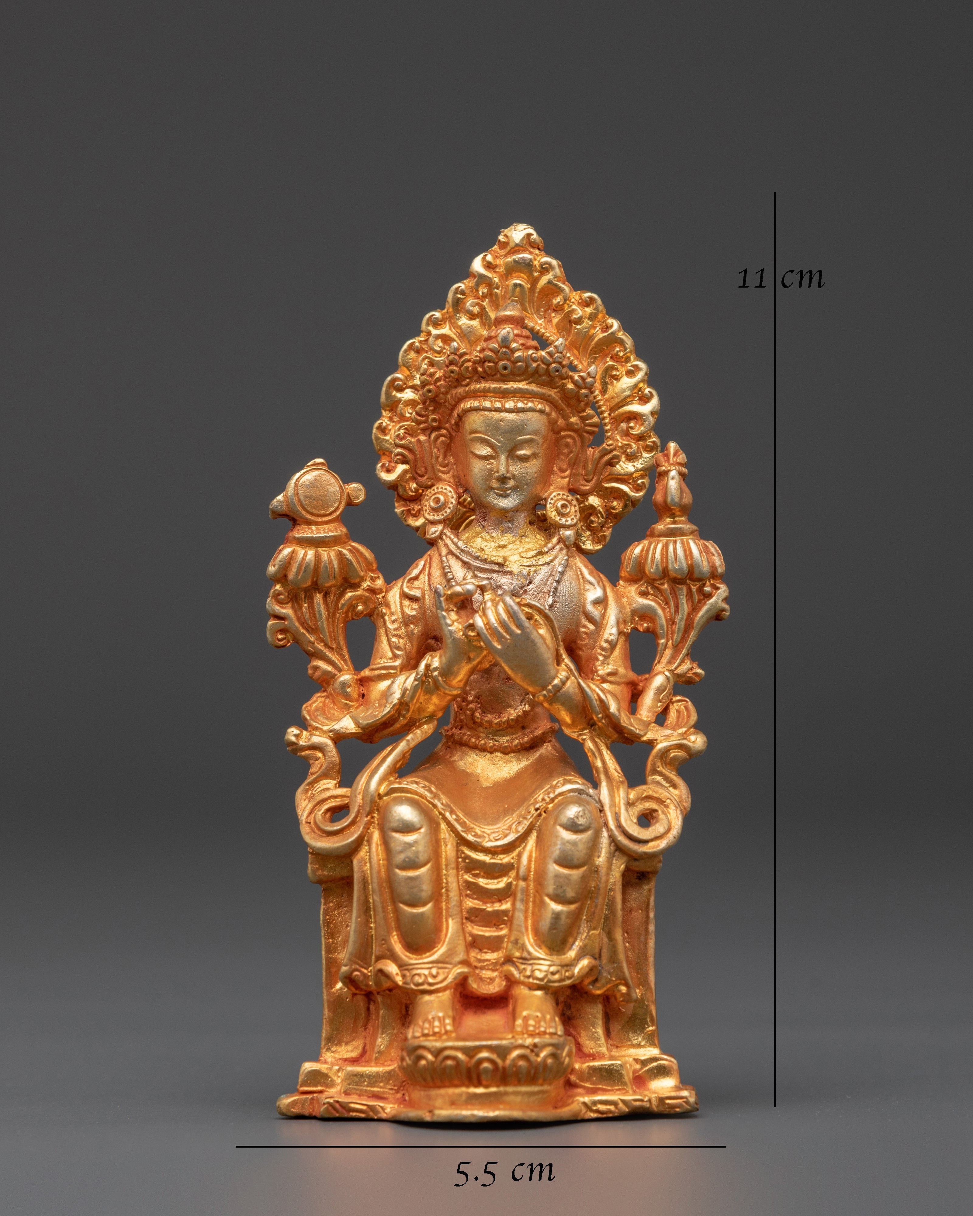 Handcrafted Maitreya Buddha Deity Sculpture | Gold Plated Copper Buddha Figurine