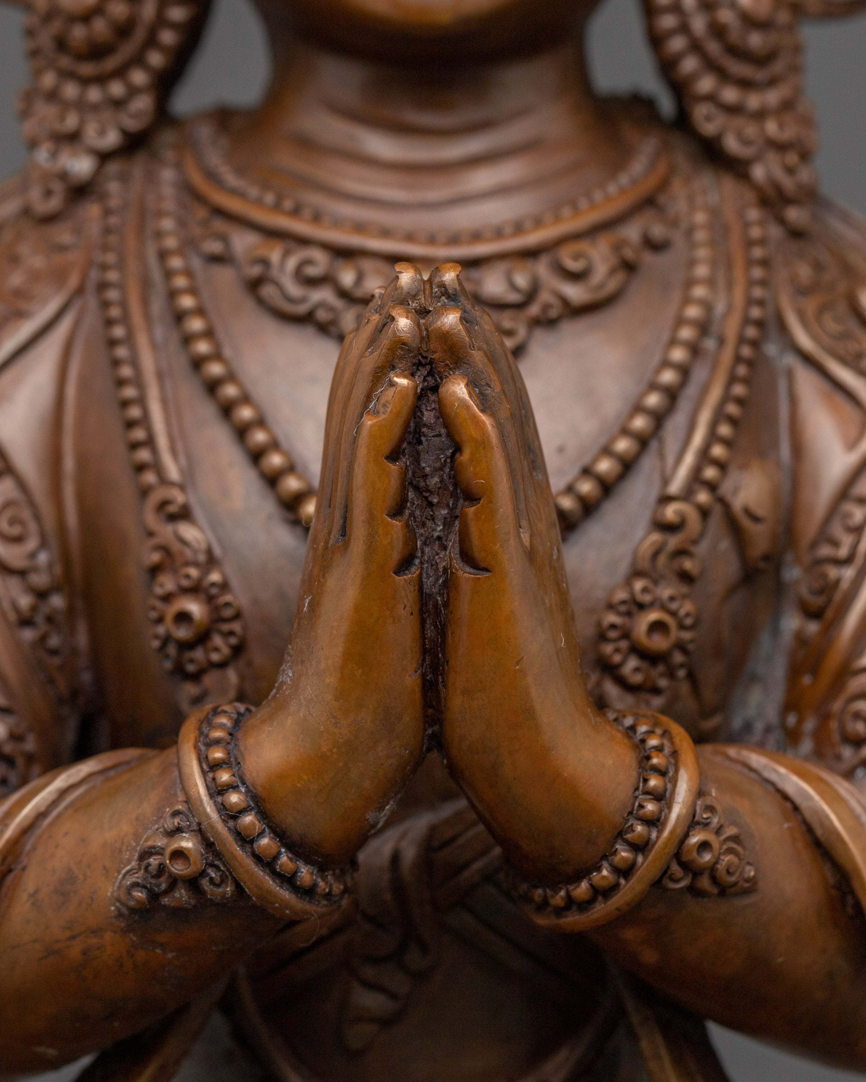 Oxidized Copper Avalokiteshvara Buddha of Compassion | Ideal for Healing, Meditation Spaces