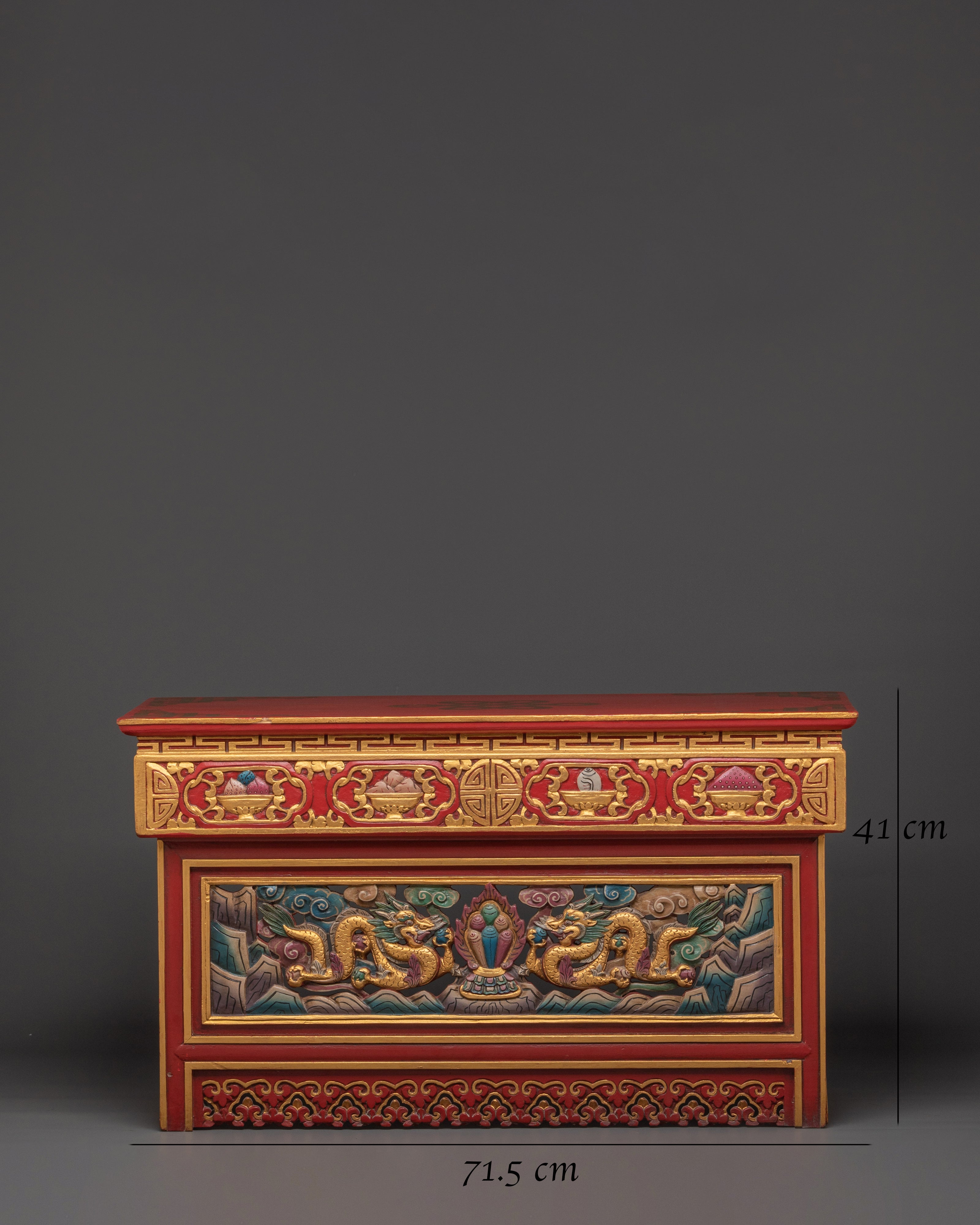 Tibetan Folding Table for Home Decor | Wooden Table with Acrylic Paintings