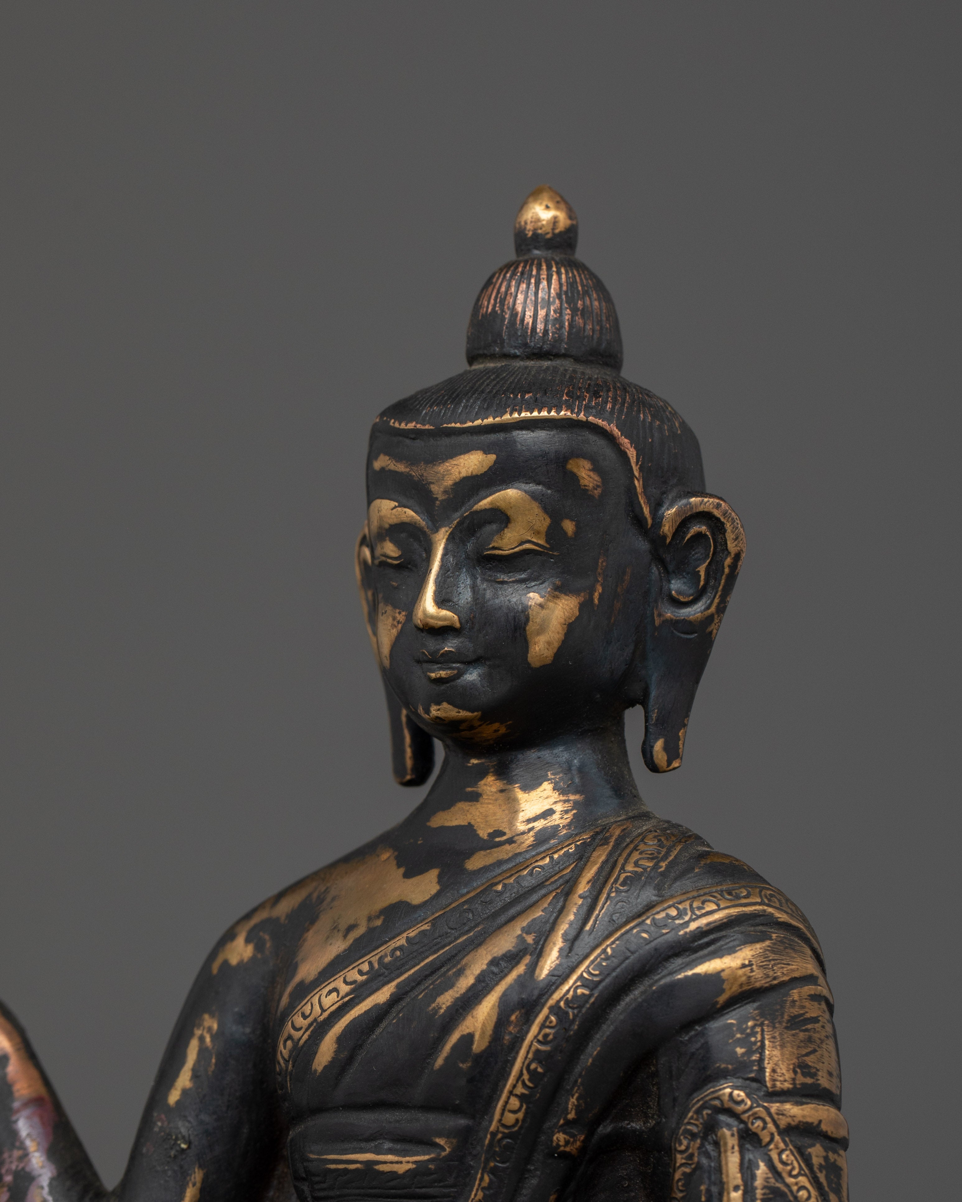 Handmade Tranquil Buddha Statue | Antique Finish Copper Meditation Sculpture