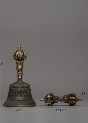 Tibetan Bronze Ritual Bell & Vajra | Spiritual Instruments for Buddhist Practices