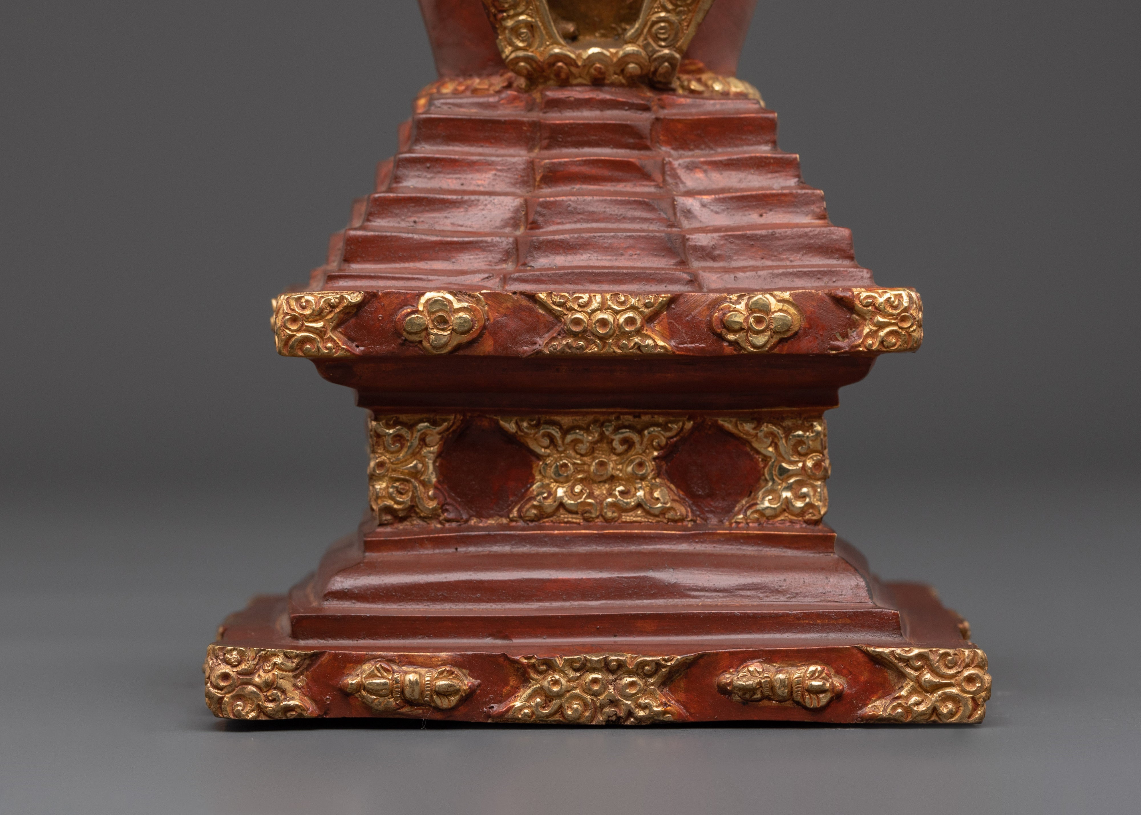 Tibetan Enlightenment Altar Stupa | Gold Plated Buddhist Shrine for Meditation