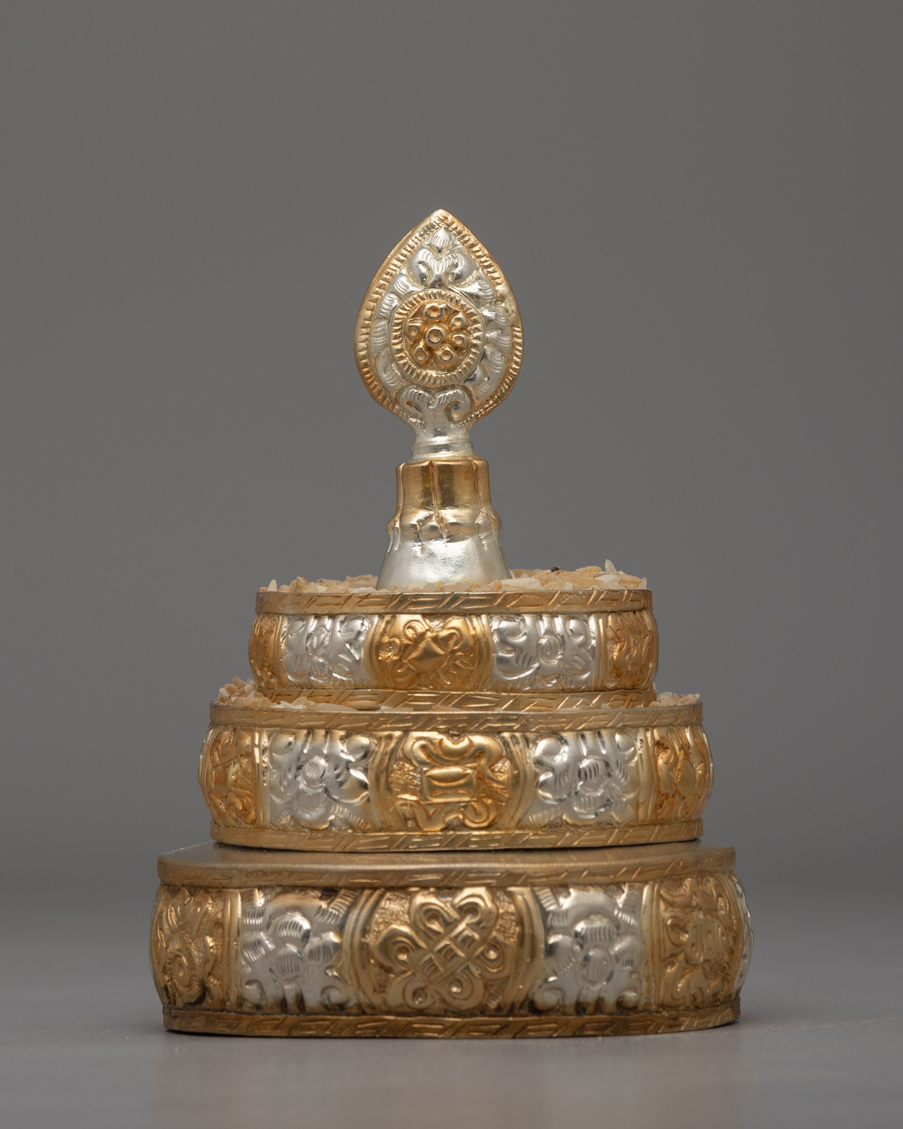 Gold & Silver-Plated Mandala Offering Set | Buddhist Ritual Offering Object