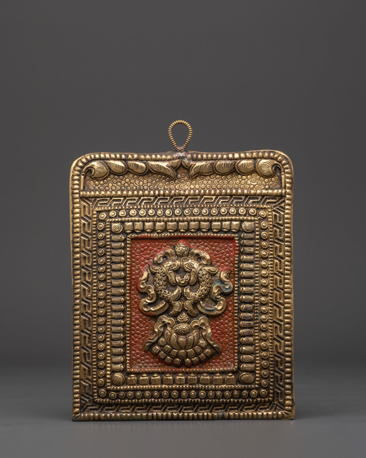 Tibetan Ashtamangala Wall Hanging | Brass Eight Auspicious Symbols Buddhist Decor