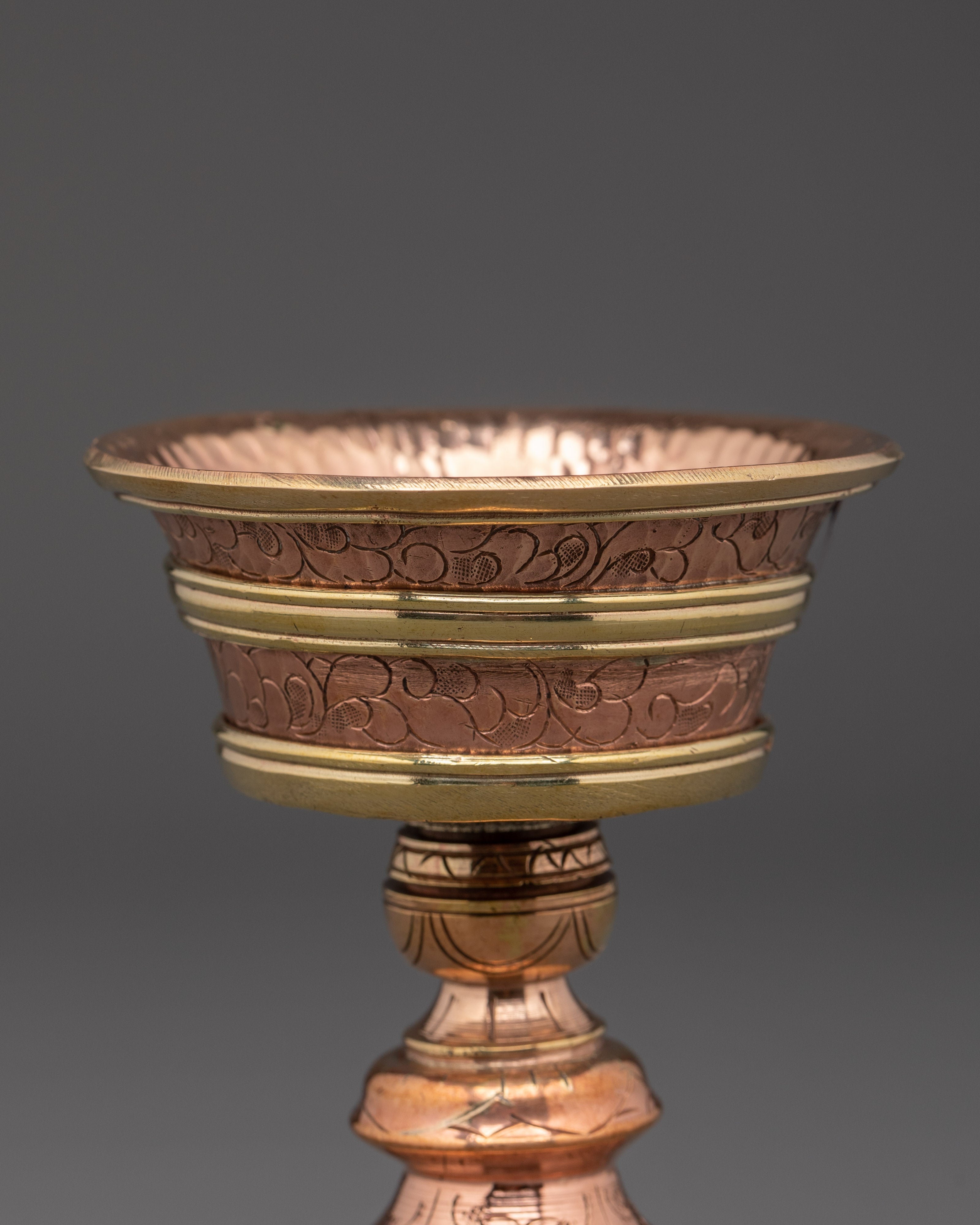Handmade Buddhist Butter Lamp Set | Tibetan Copper Offering Lamps