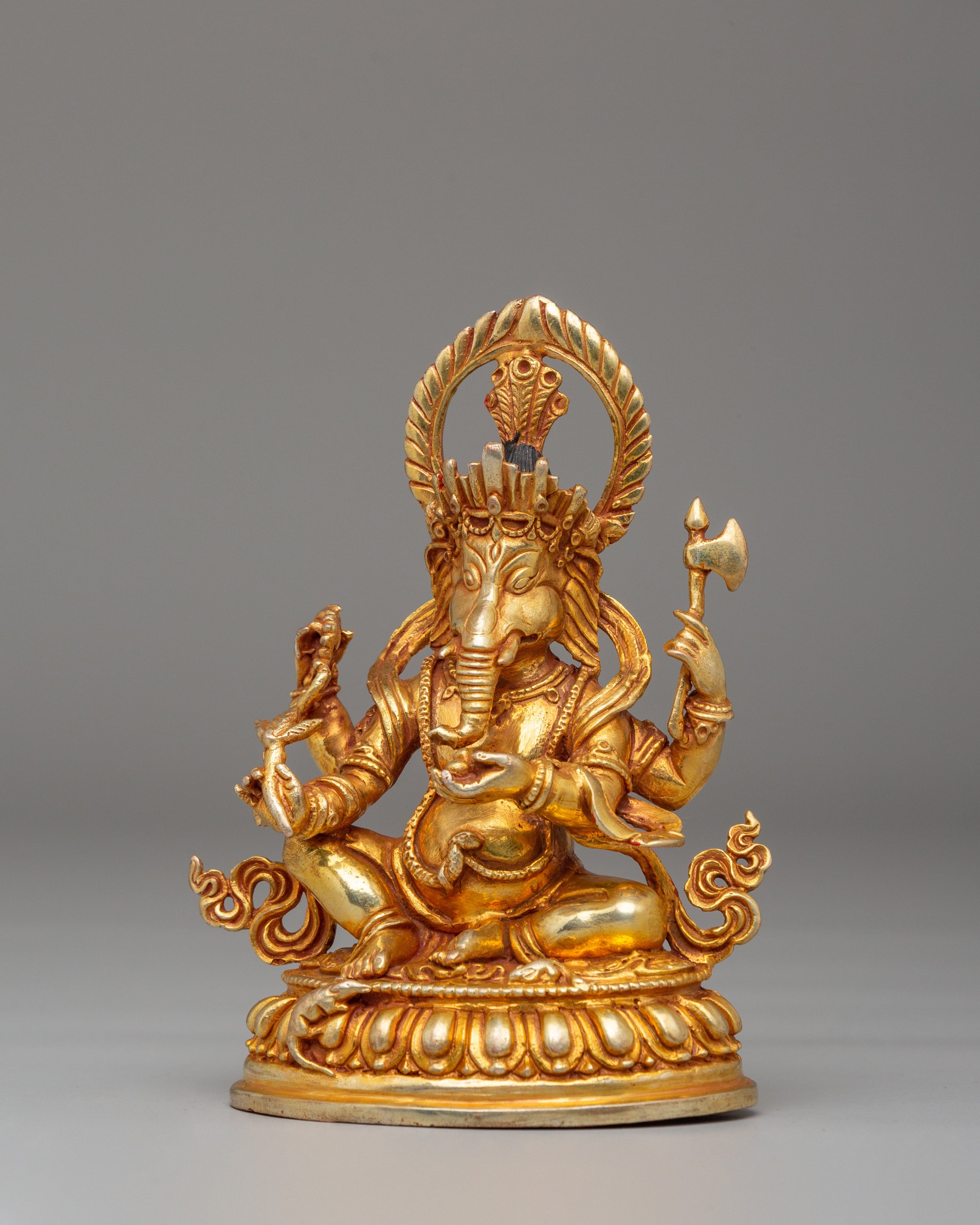 Sacred Ganesha Statue | 24K Gold Plated Copper Body