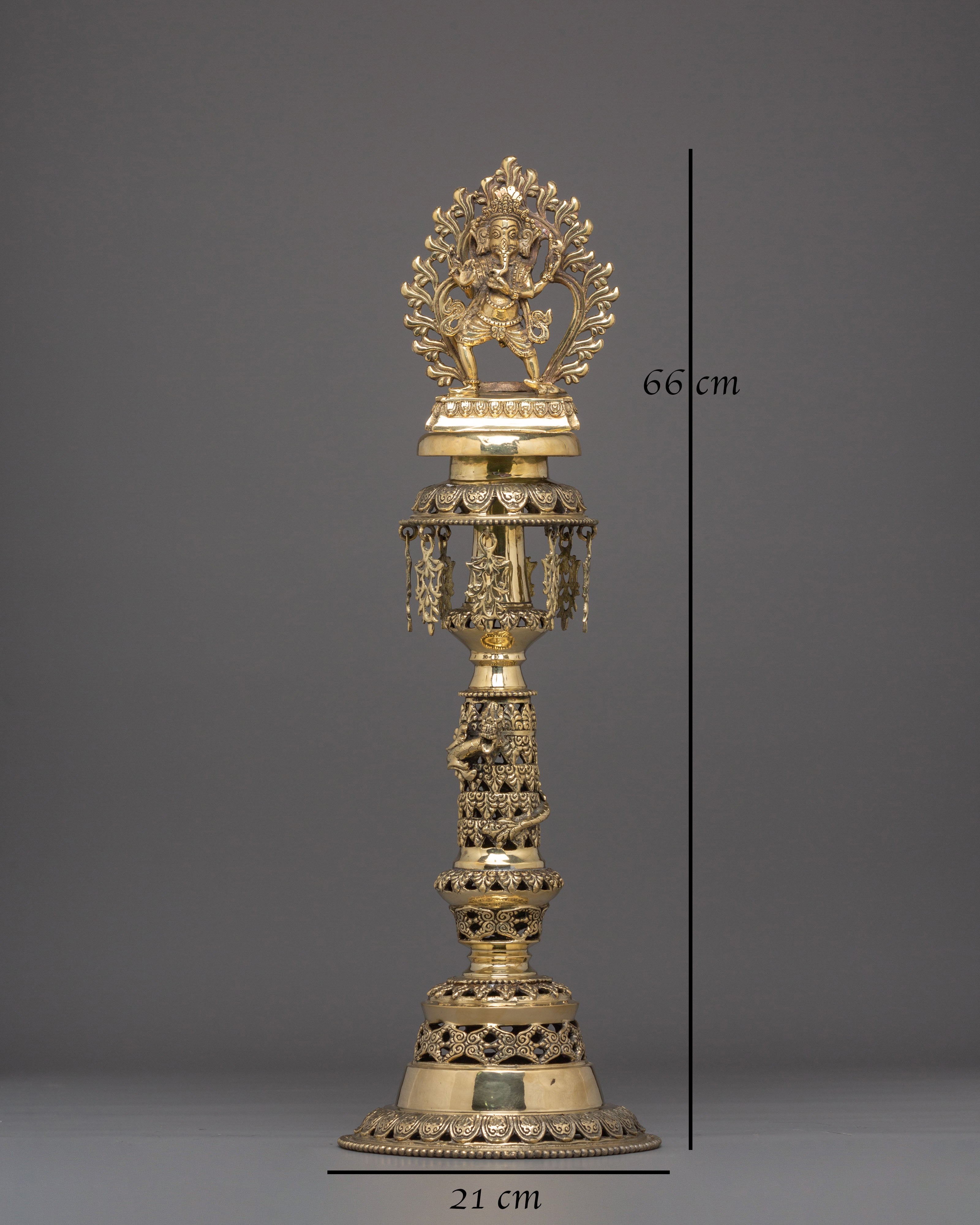 Sacred Brass Oil Lamp Set | Ganesha and Kartikeya Deity Offering Lamps