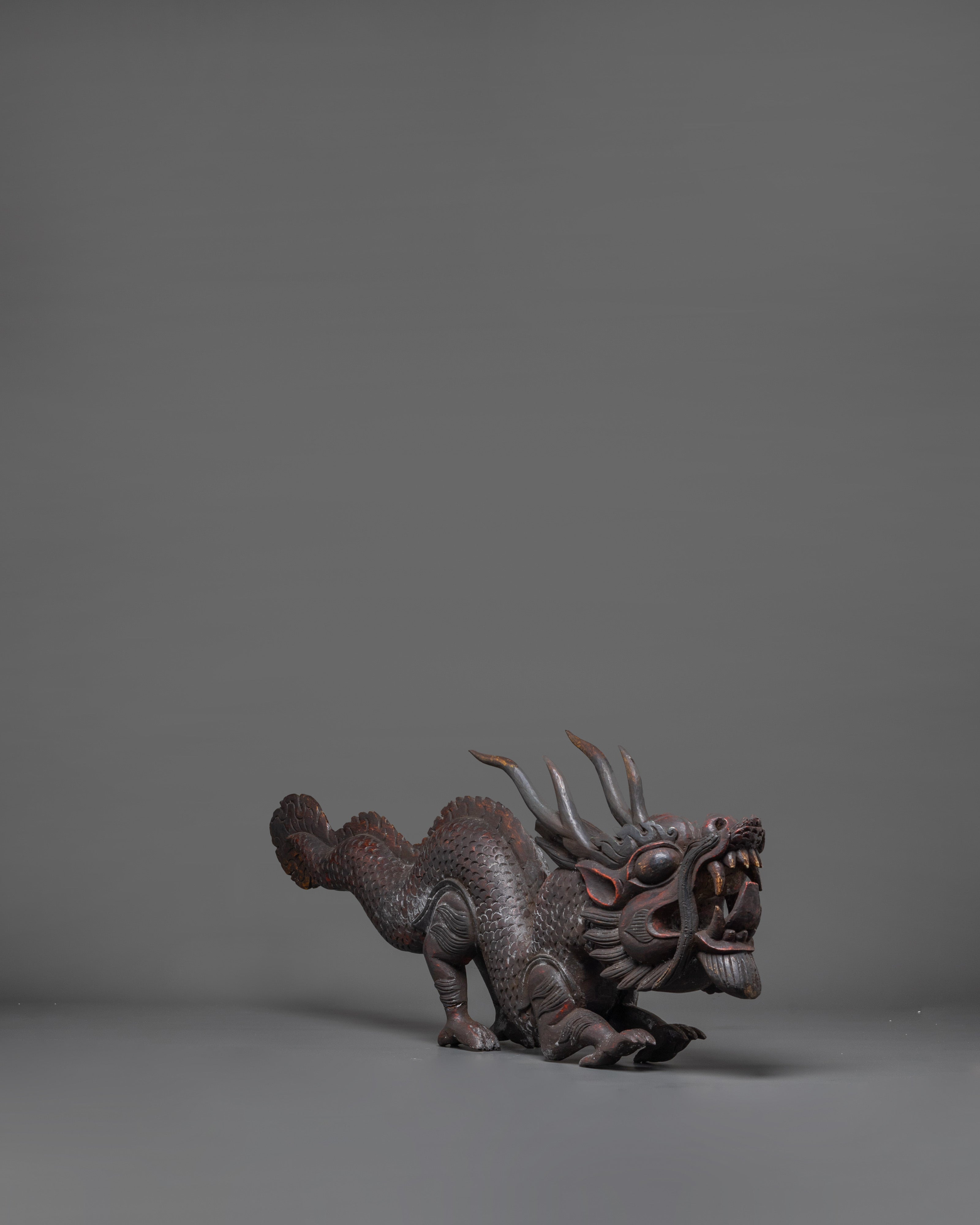 Wooden Dragon Sculpture | Tibetan Buddhist Protective Symbol