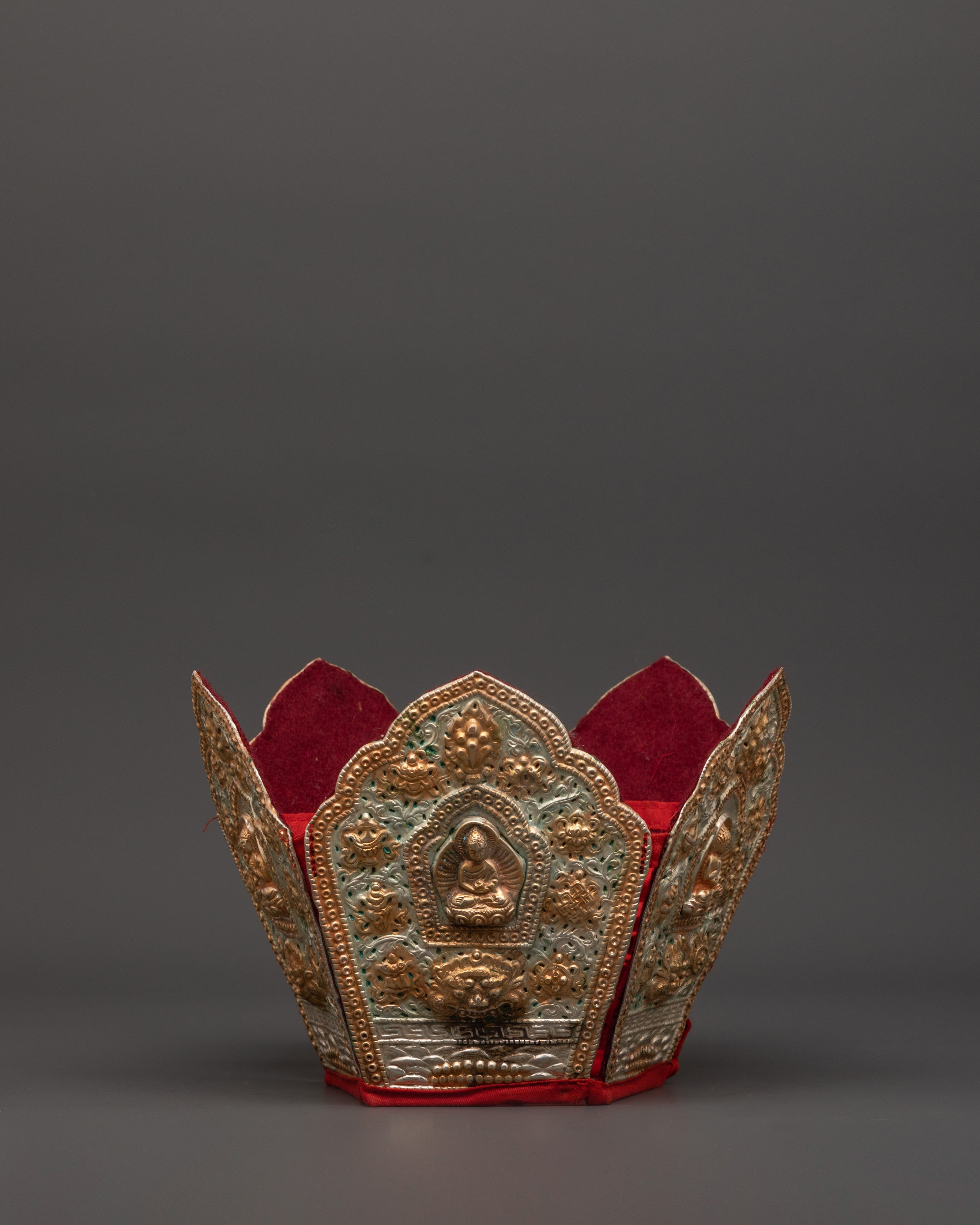 Set of 5 Dhyani Buddha Statues with Five-Point Crowns | Handcrafted Copper Figures