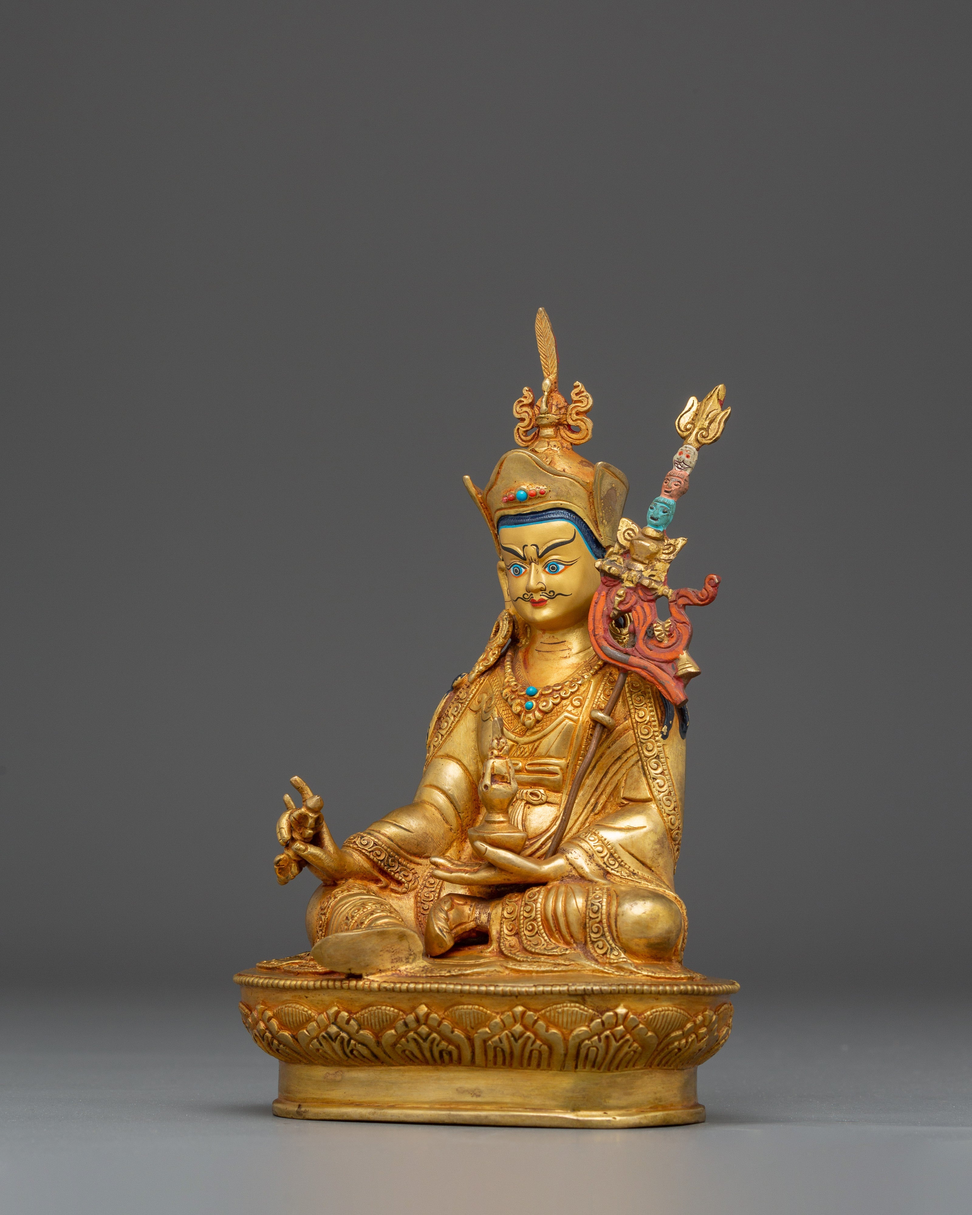 Sacred Statue of Lotus-Born Guru Rinpoche | Handcrafted Tibetan Buddhist Art