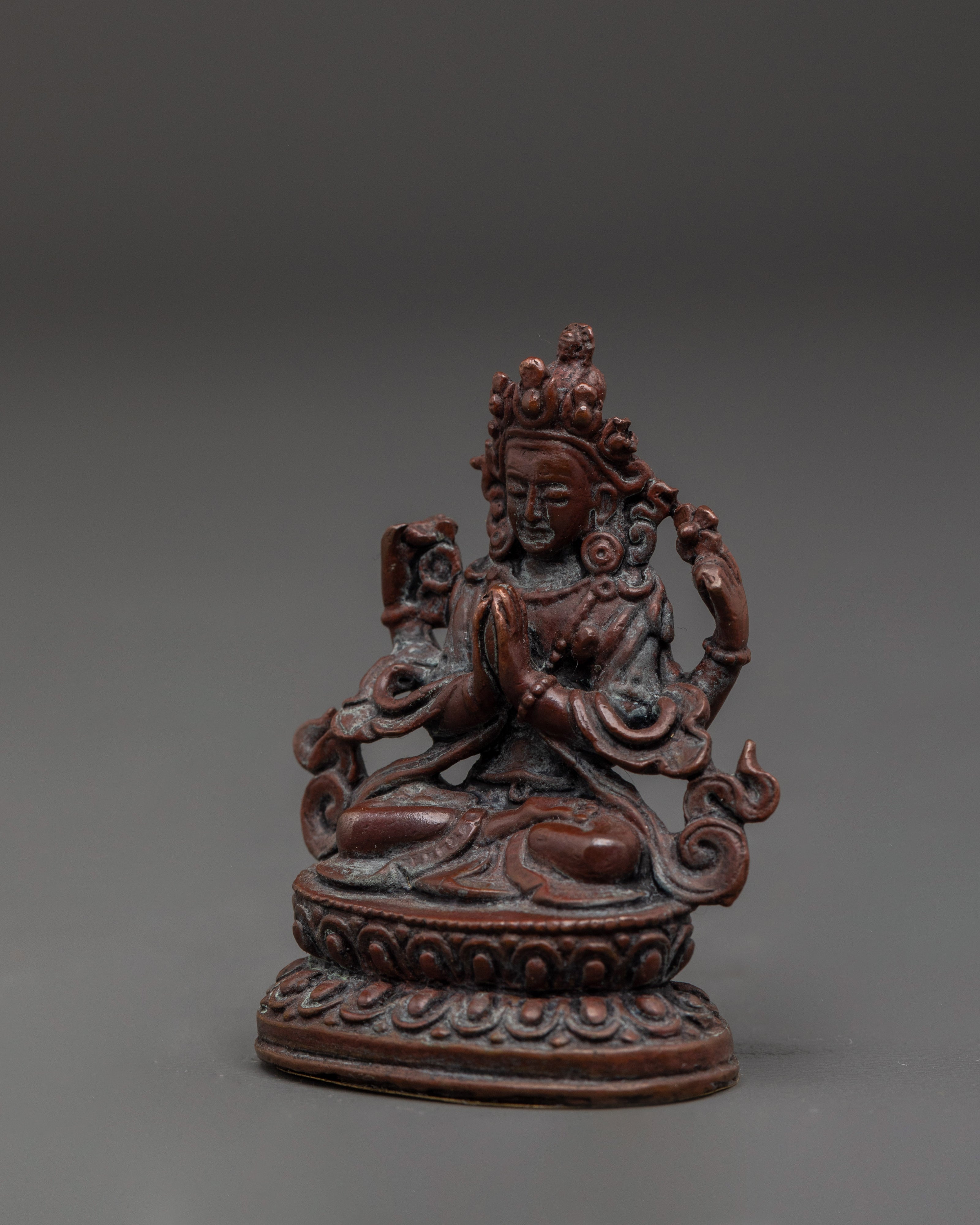 Compassionate Buddha Chenrezig Statue | Oxidized Copper Bodhisattva Sculpture