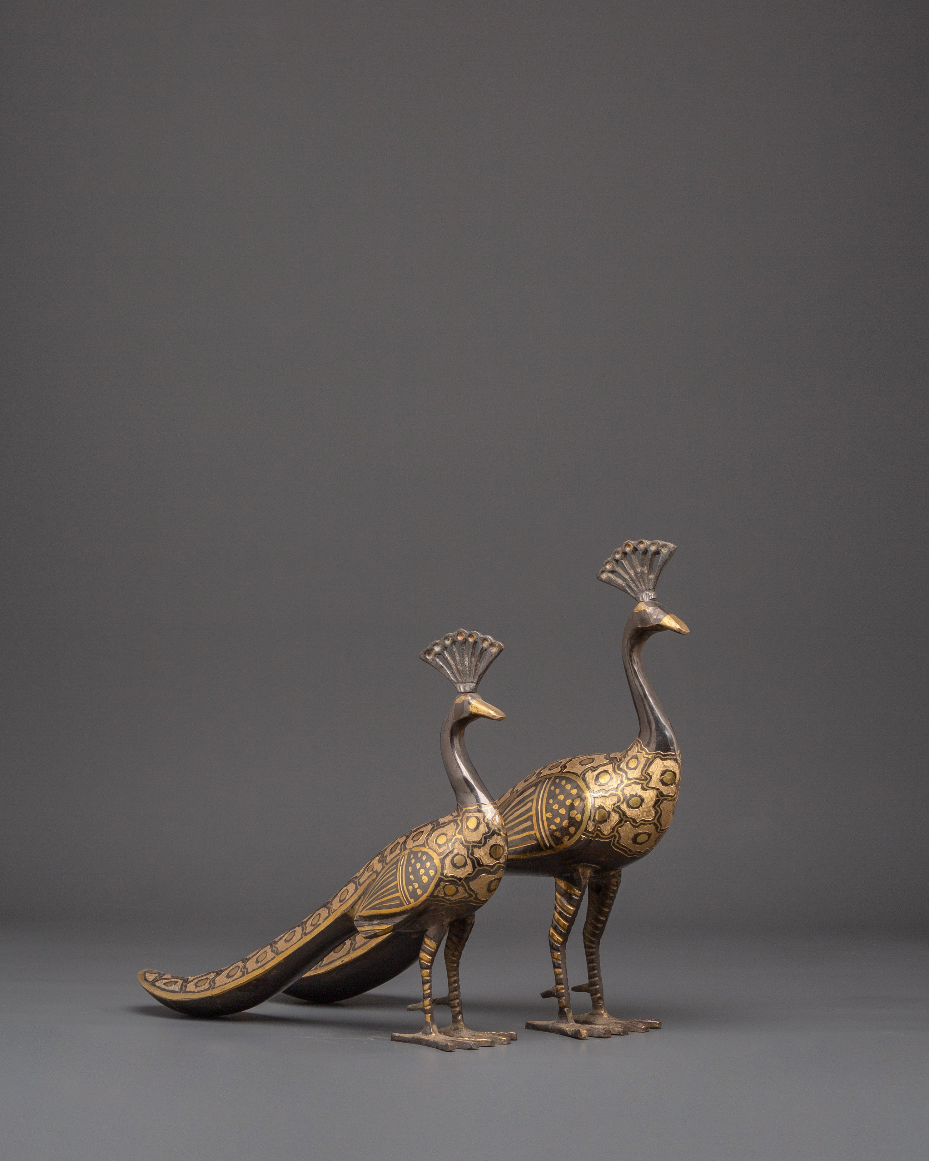 Brass Peacock Set for Decor | Elegant Peacock Decor for Home