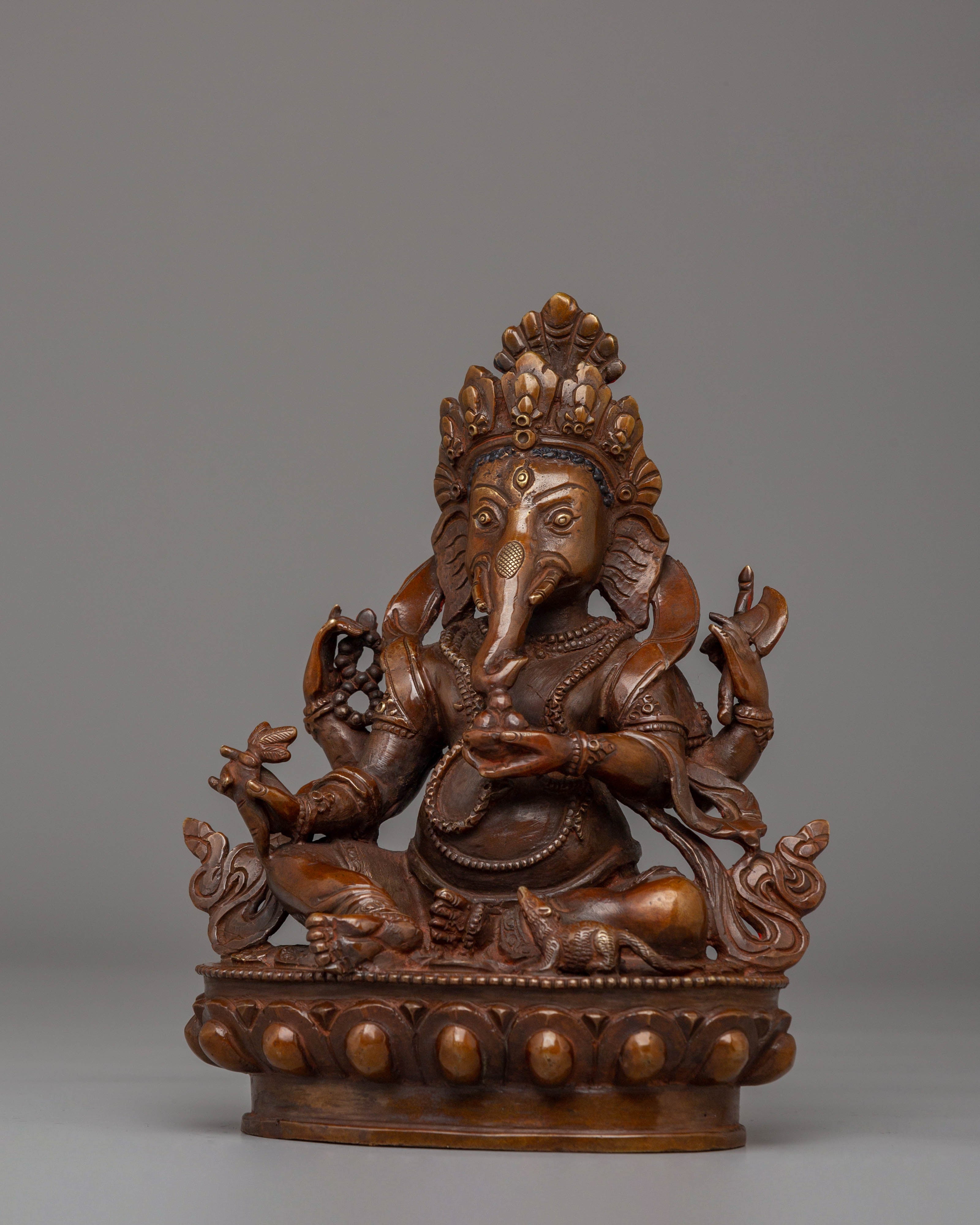 Statue of Hindu Lord Ganesha | Sacred Copper & Acrylic Ganesha Sculpture