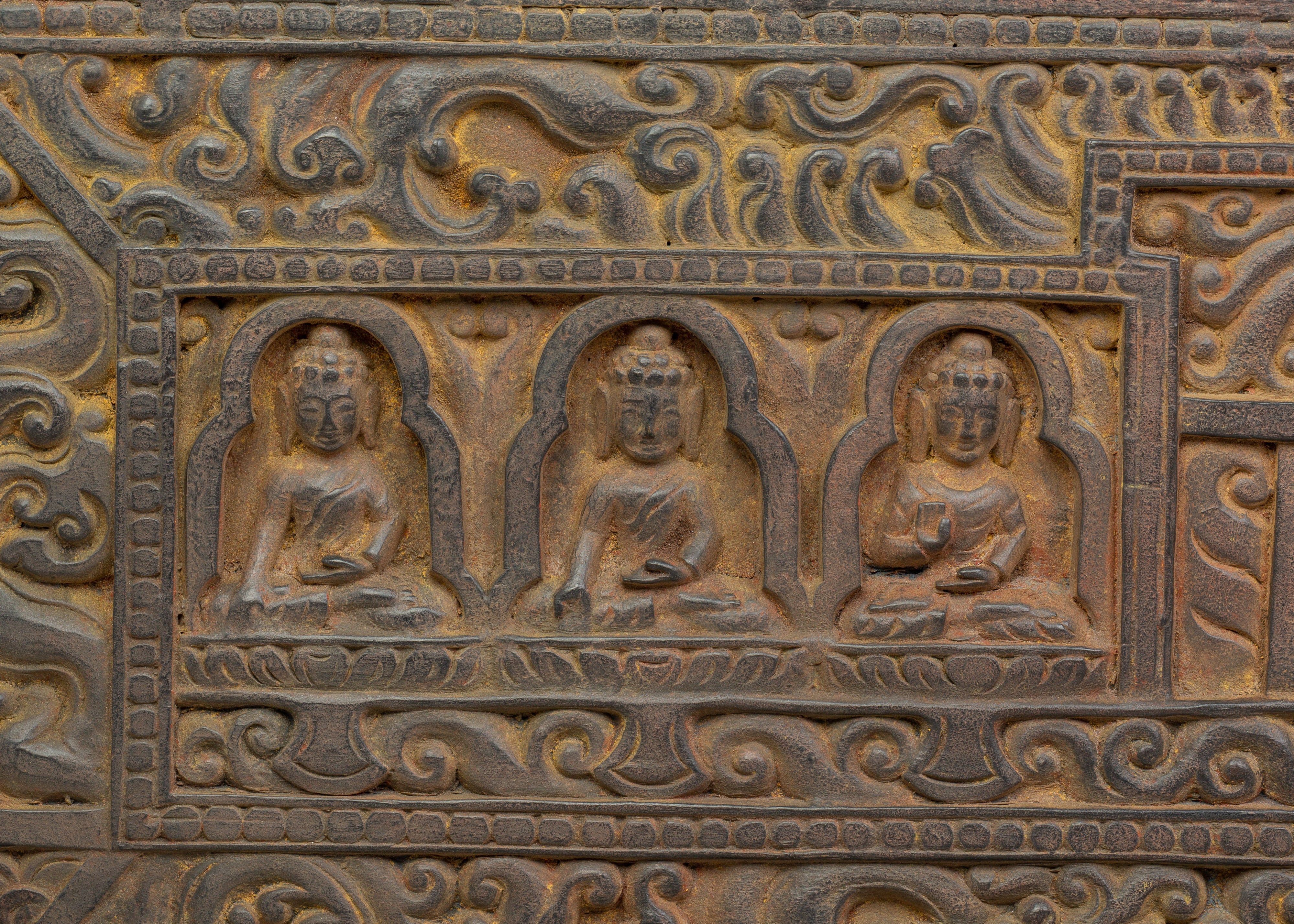 Wooden Sutra Cover | Hand-Carved Tibetan Scripture Holder