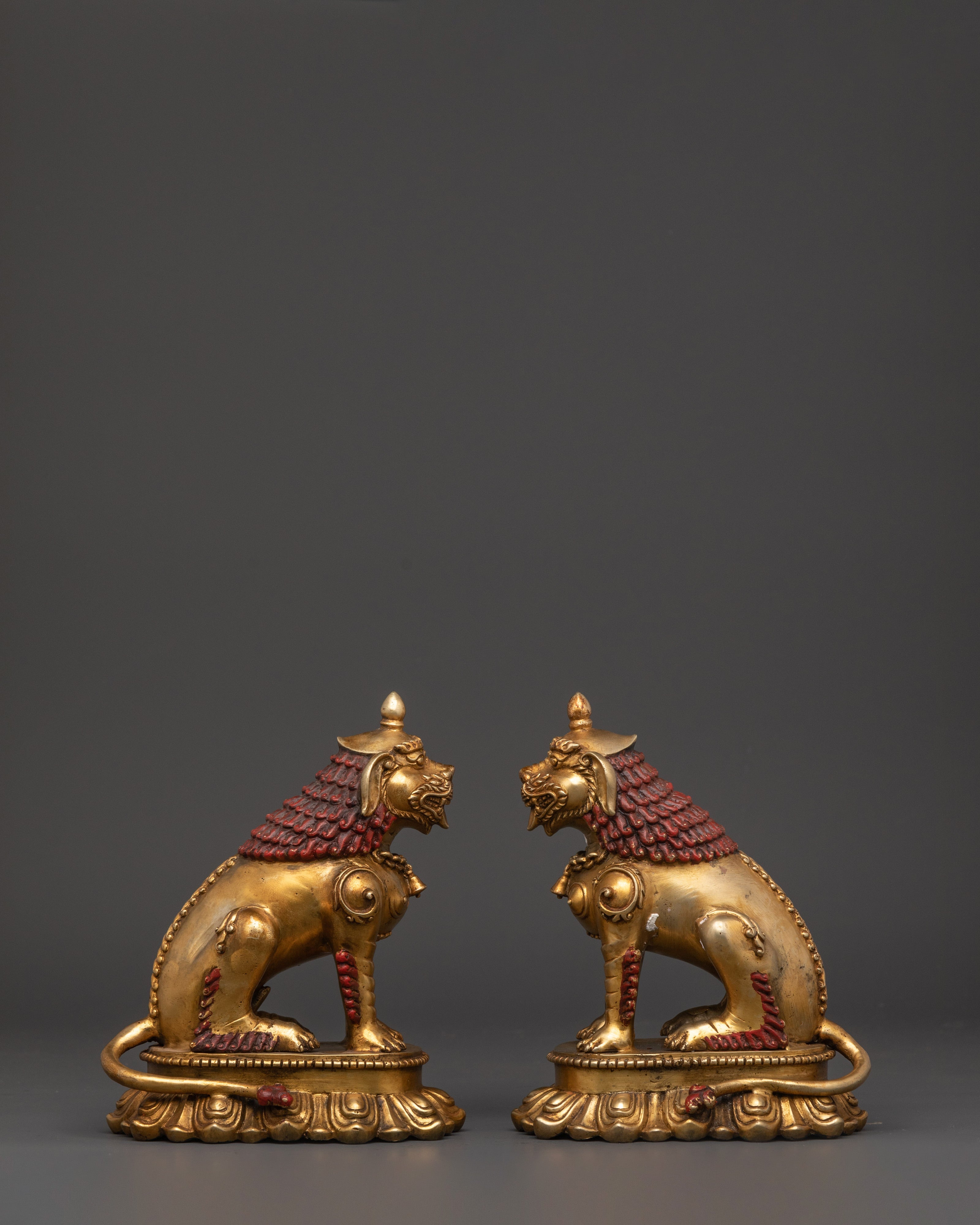 Handcrafted Copper Lion Set | Perfect for Living Room