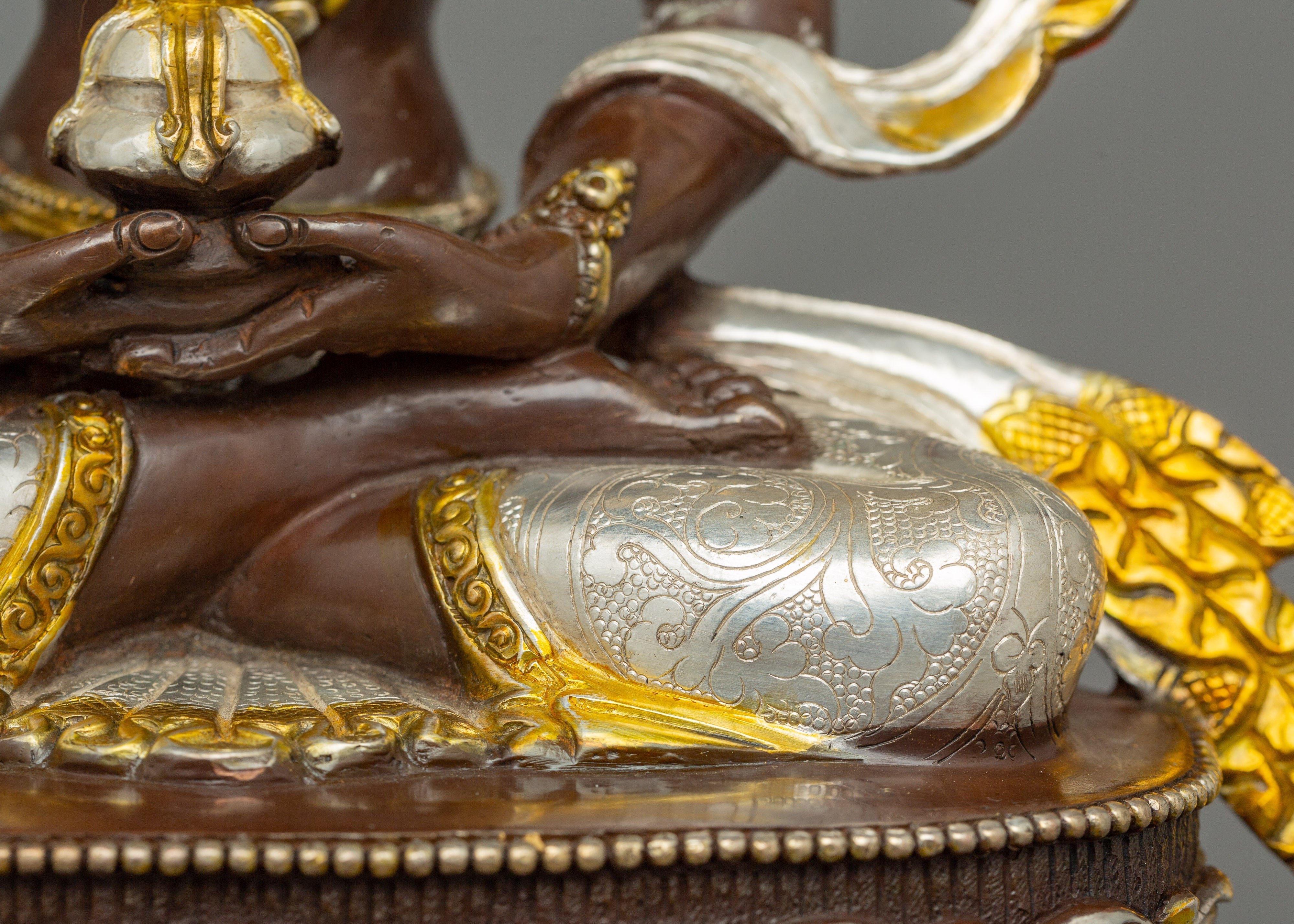 16.1 Inches Silver Plated Amitayus Statue | The Buddha of Infinite Life