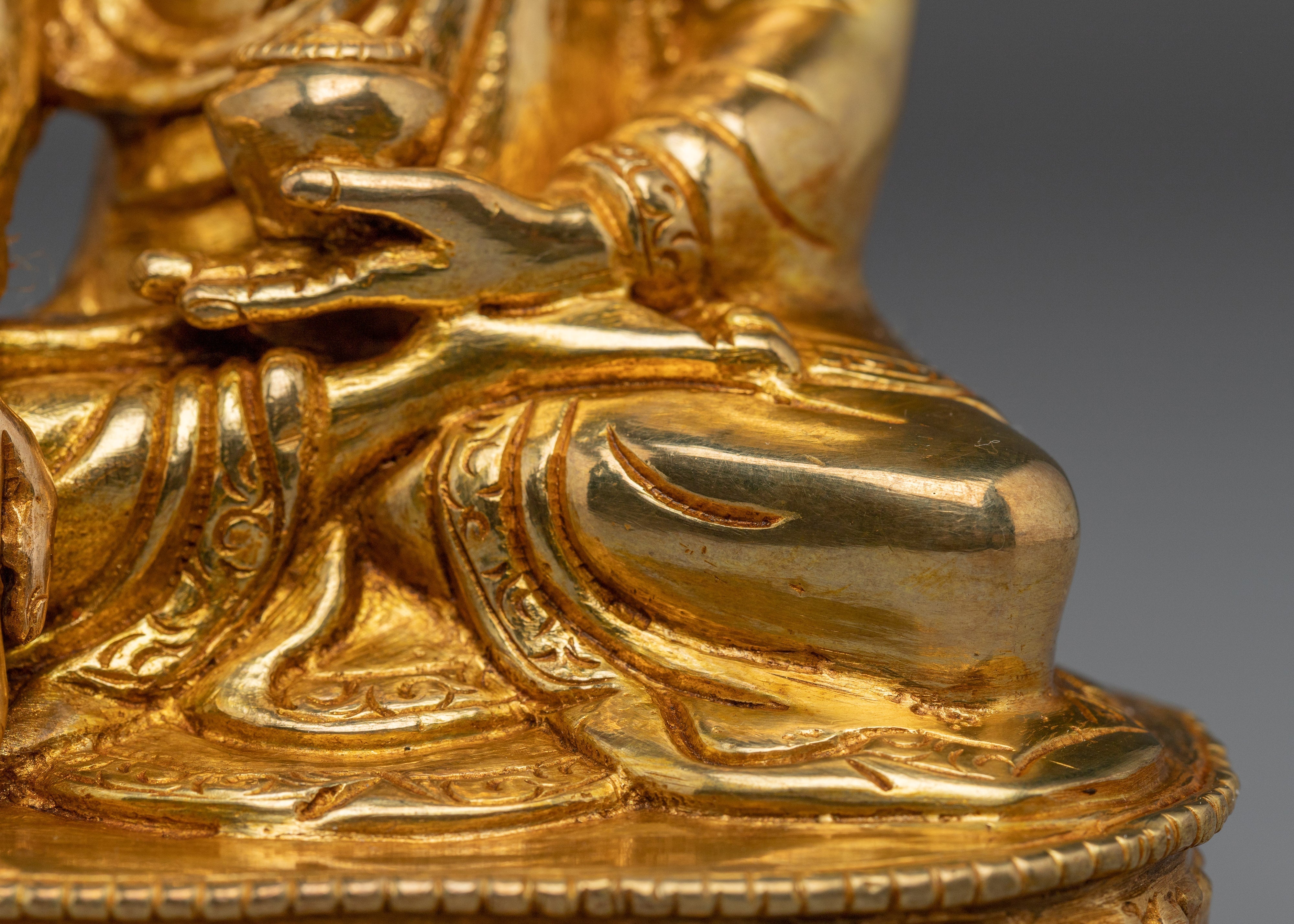 Shakyamuni Buddha Enlightened Presence Statue | 24K Gold Gilded Buddhist Sculpture