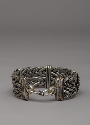 Braided White Metal Bracelet |  Intricate Artisan Craftsmanship