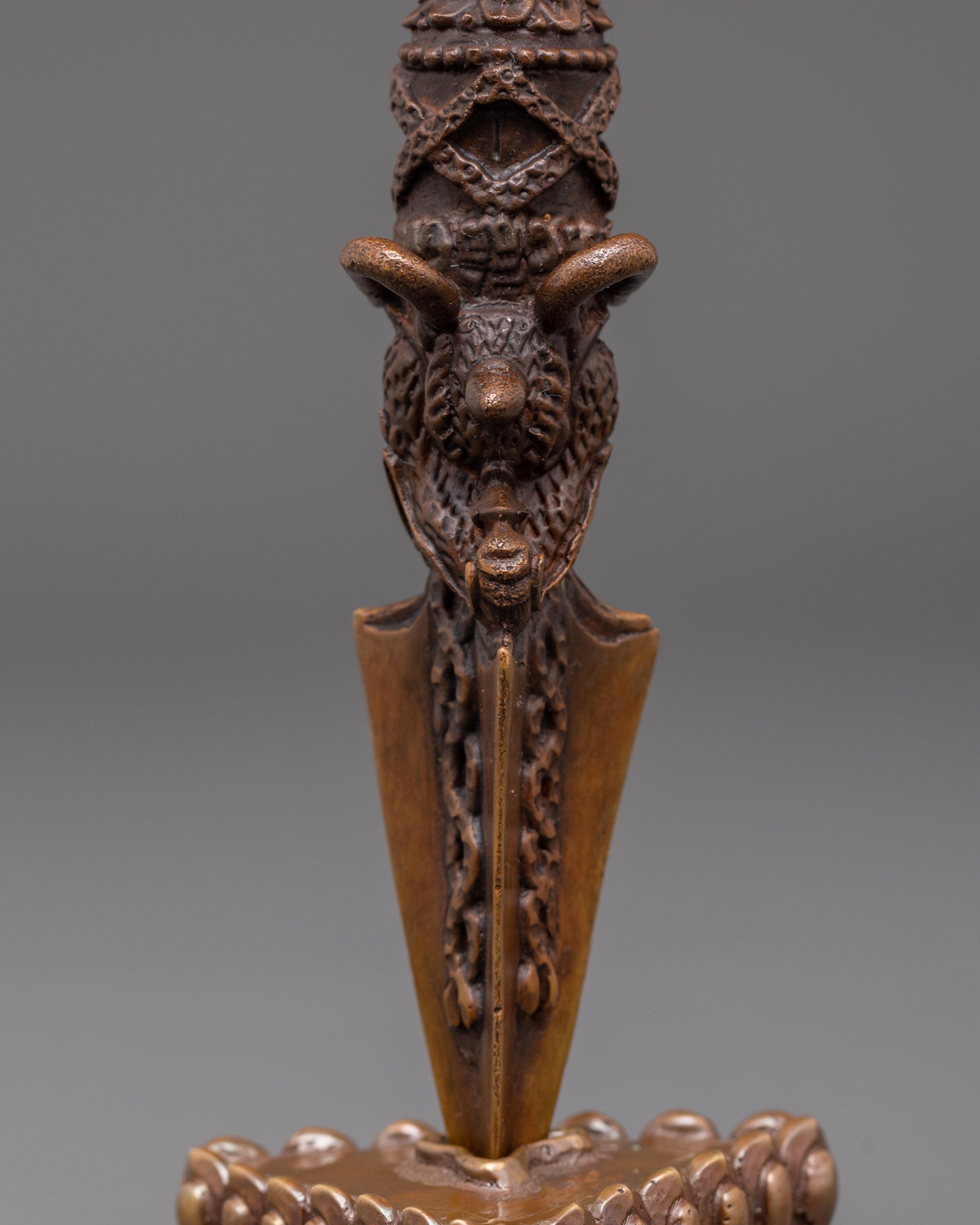 Tantric Ritual Phurba in Oxidized Copper | Sacred Copper Phurba