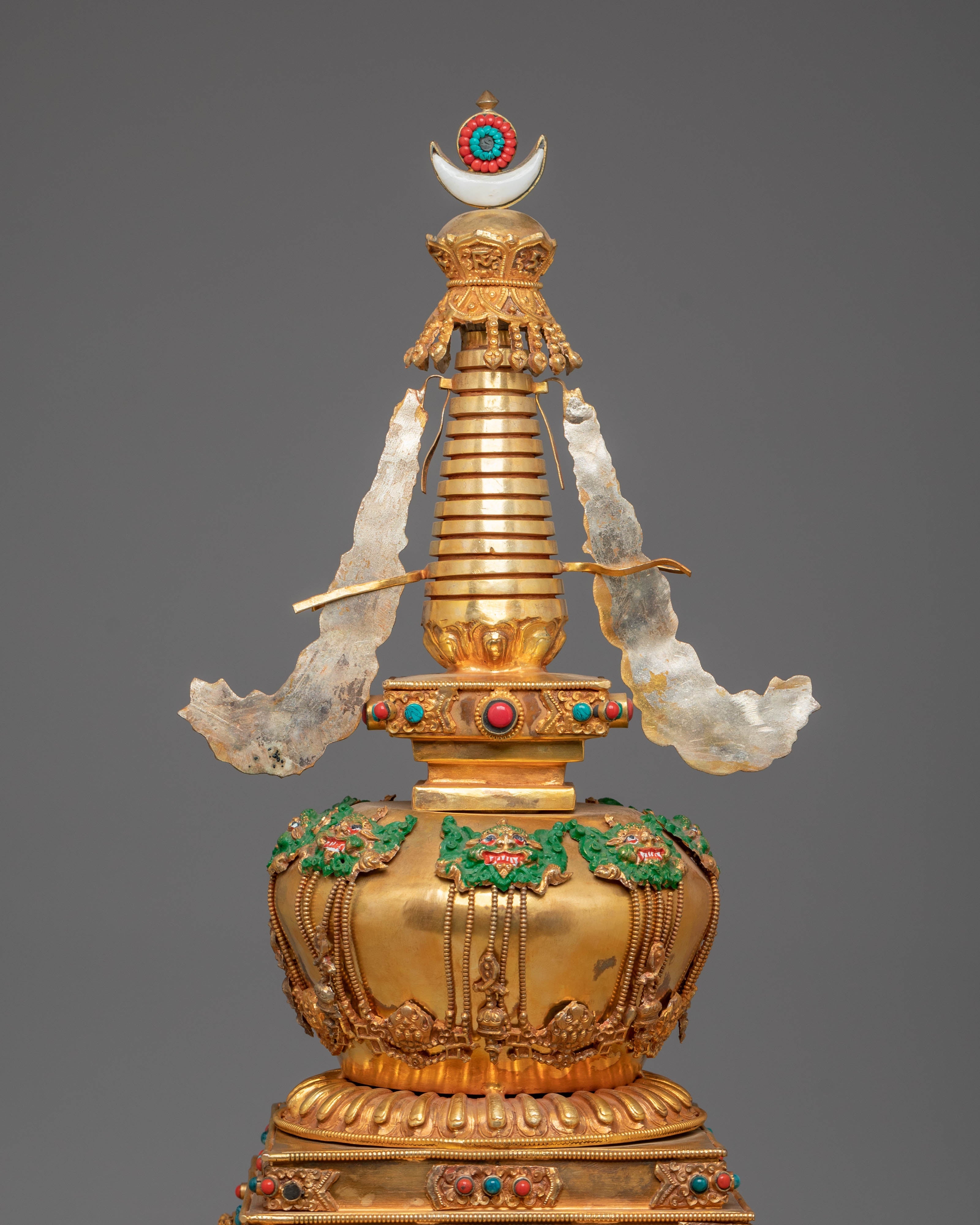 Spiritual Handcrafted Tibetan Stupa | Copper with Gold Plating