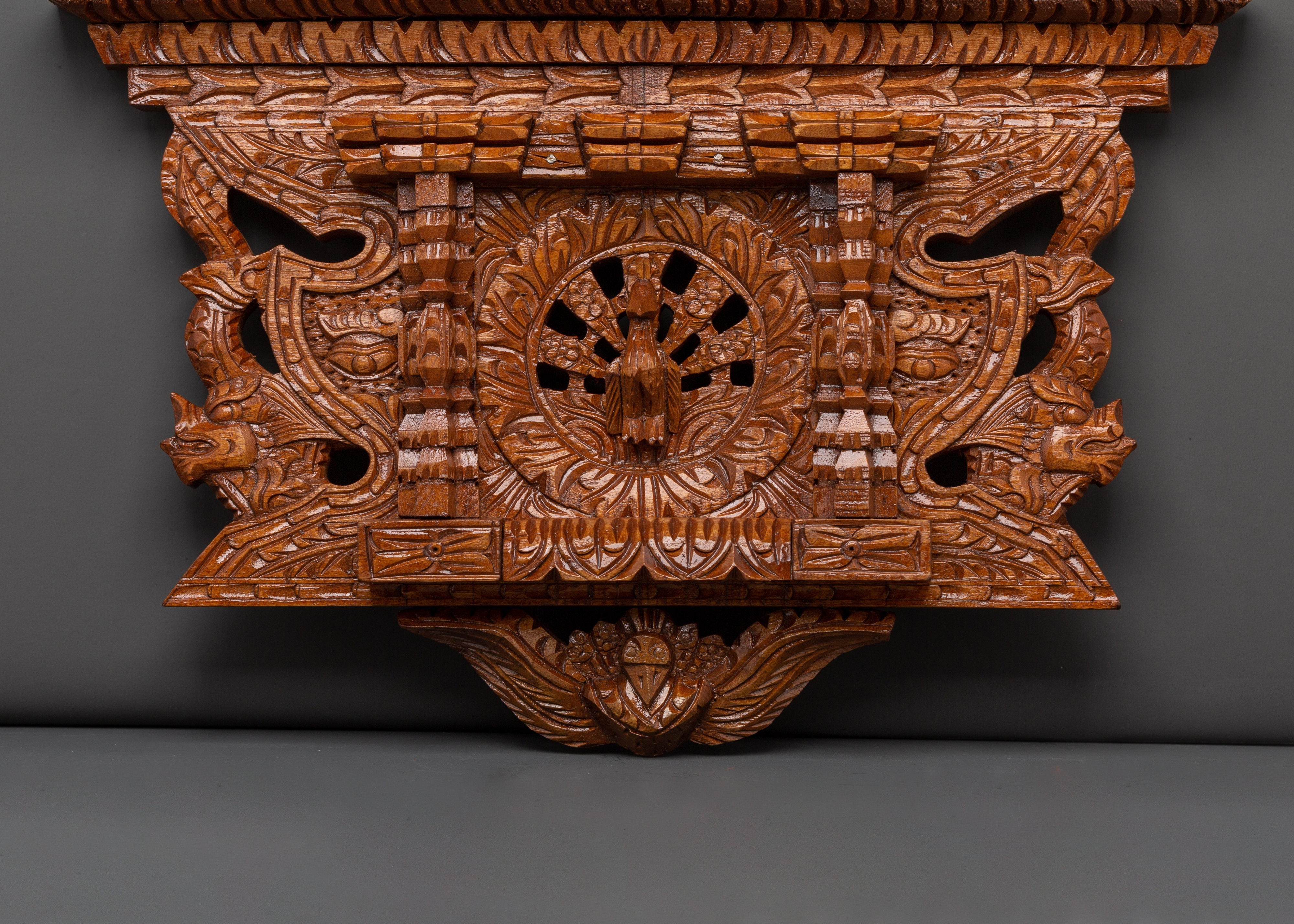 Peacock Motif Wooden Wall Art | Handcrafted Decorative Art