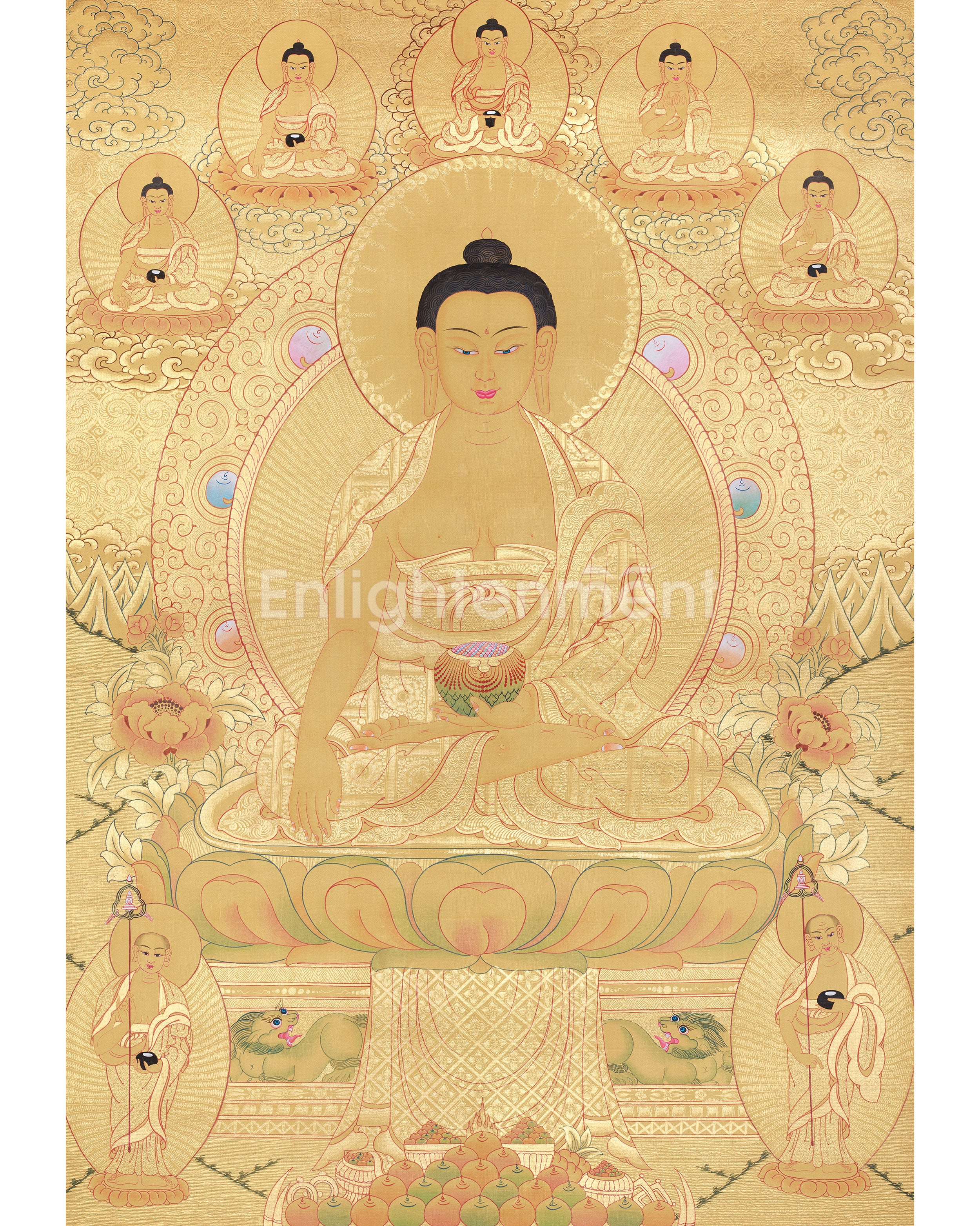 Hand-Painted Shakyamuni Buddha In Gold Style | Buddhist Thangka Painting
