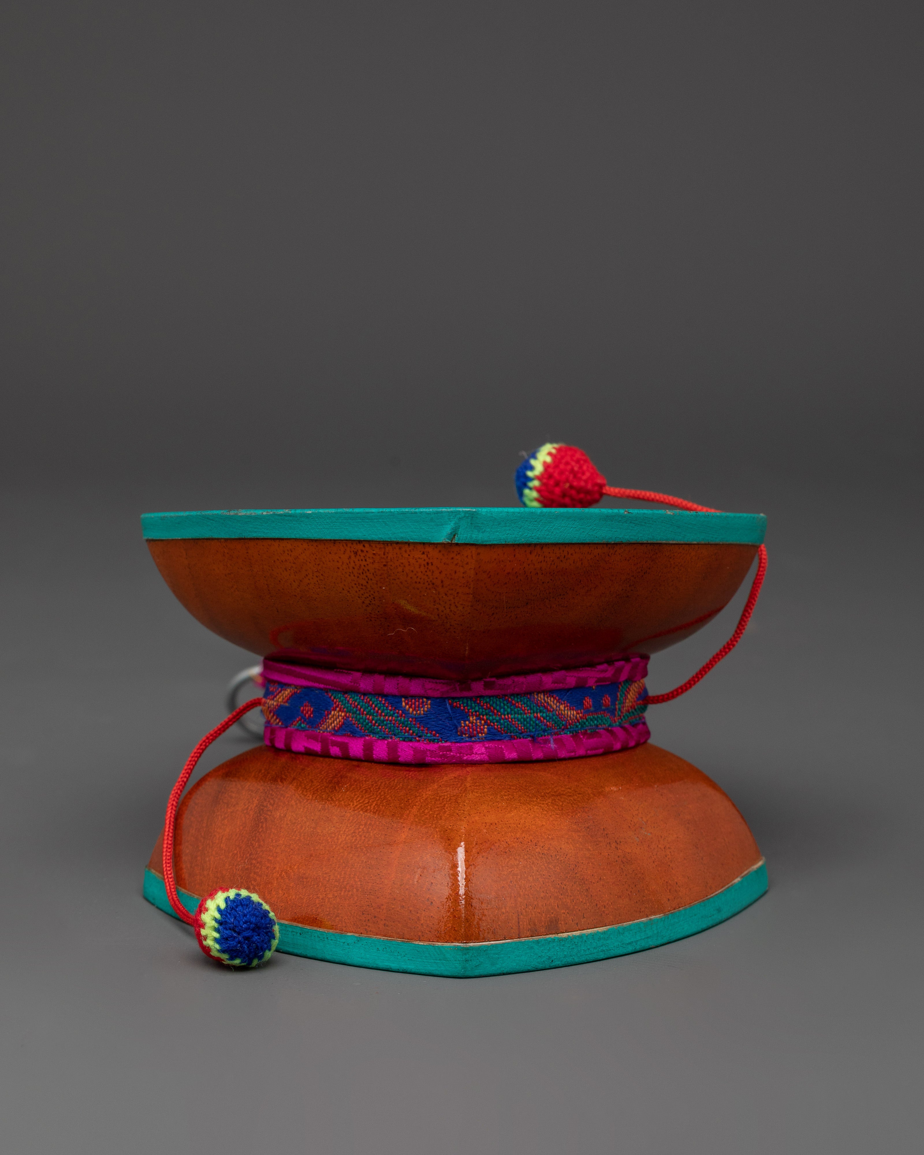 Wooden Damaru for Ritual Cerermonies | Tibetan Buddhist Instrument