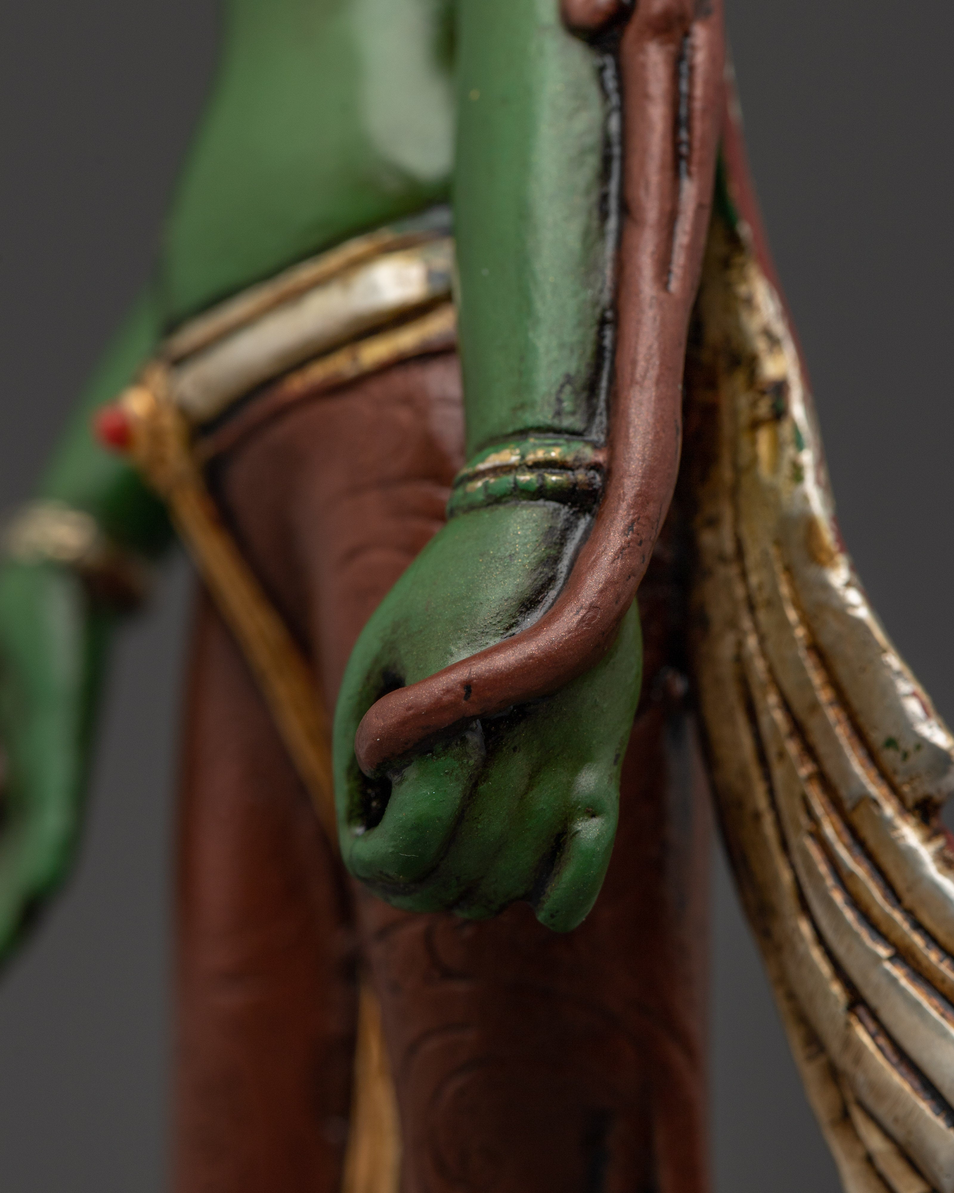 Colorful Radiant Shyama Tara Standing Statue | Green Tara - Mother of All Buddhas