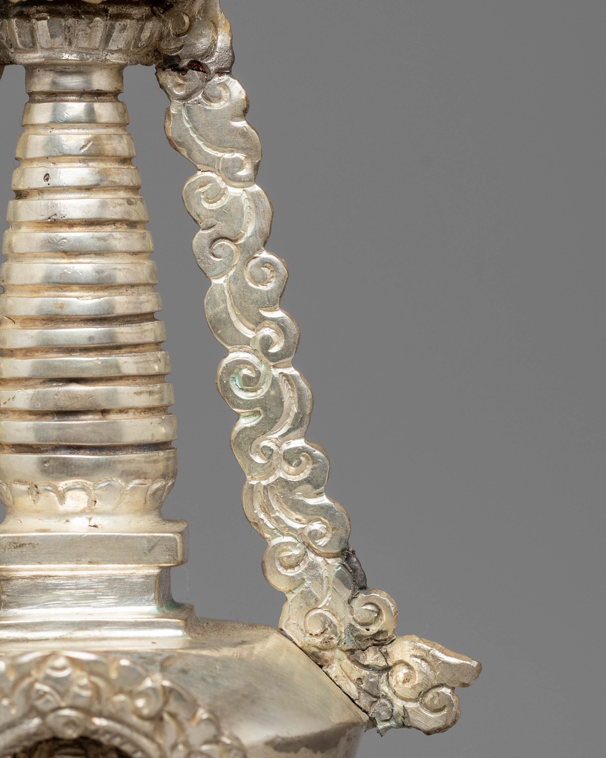 Handmade Silver Plated Stupa for Altar | Tibetan Ritual Stupa