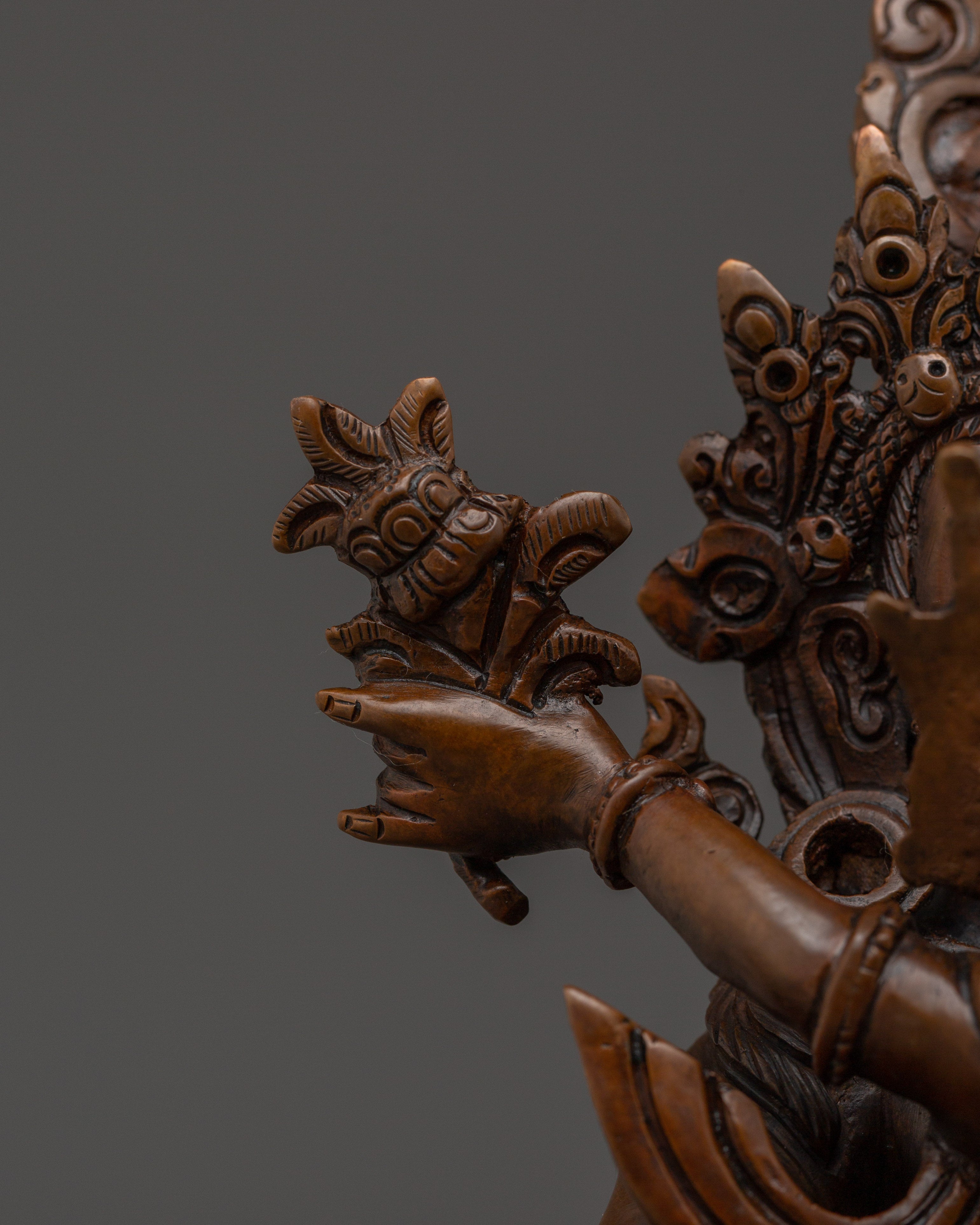 Green Dzambhala with Consort Oxidized Statue | Symbol of Wealth