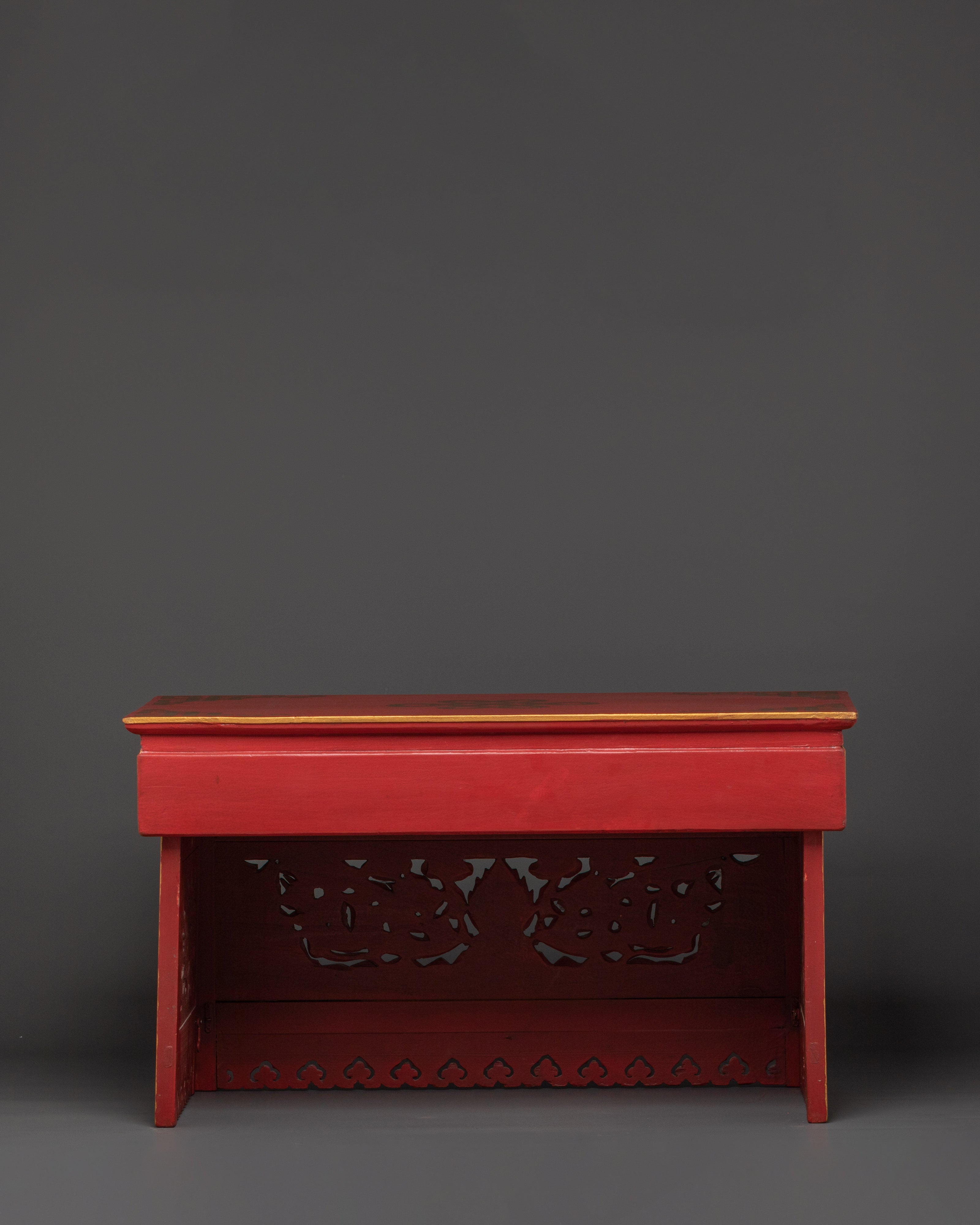 Tibetan Folding Table for Home Decor | Wooden Table with Acrylic Paintings