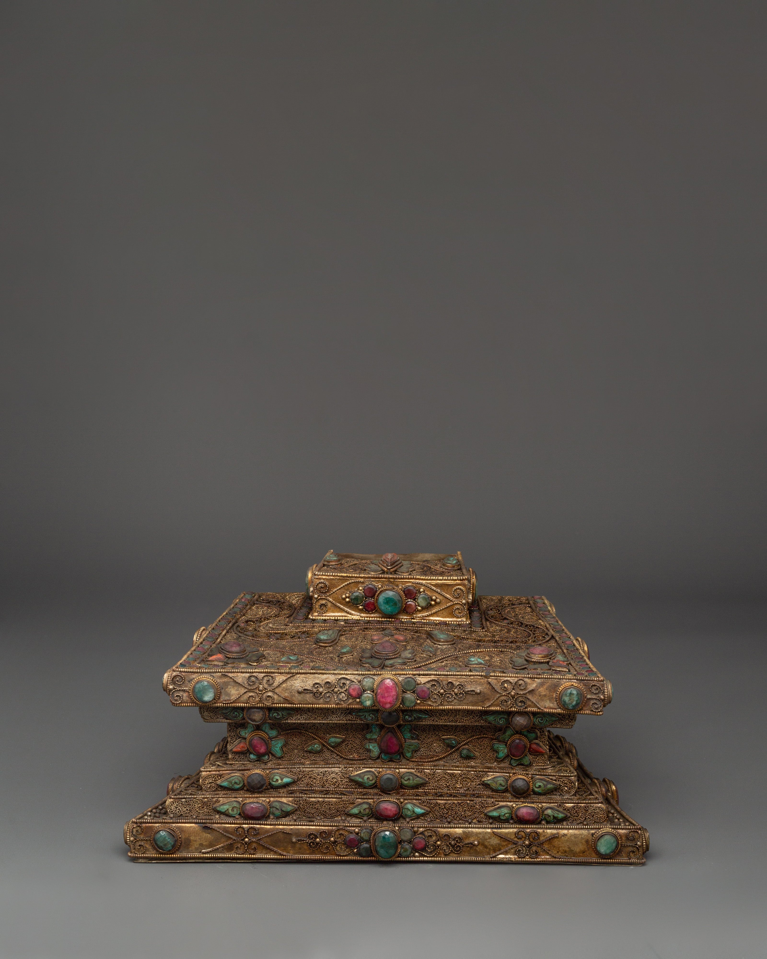 Vajrayogini Engraved Tibetan Throne | Handcrafted Buddhist Shrine Base
