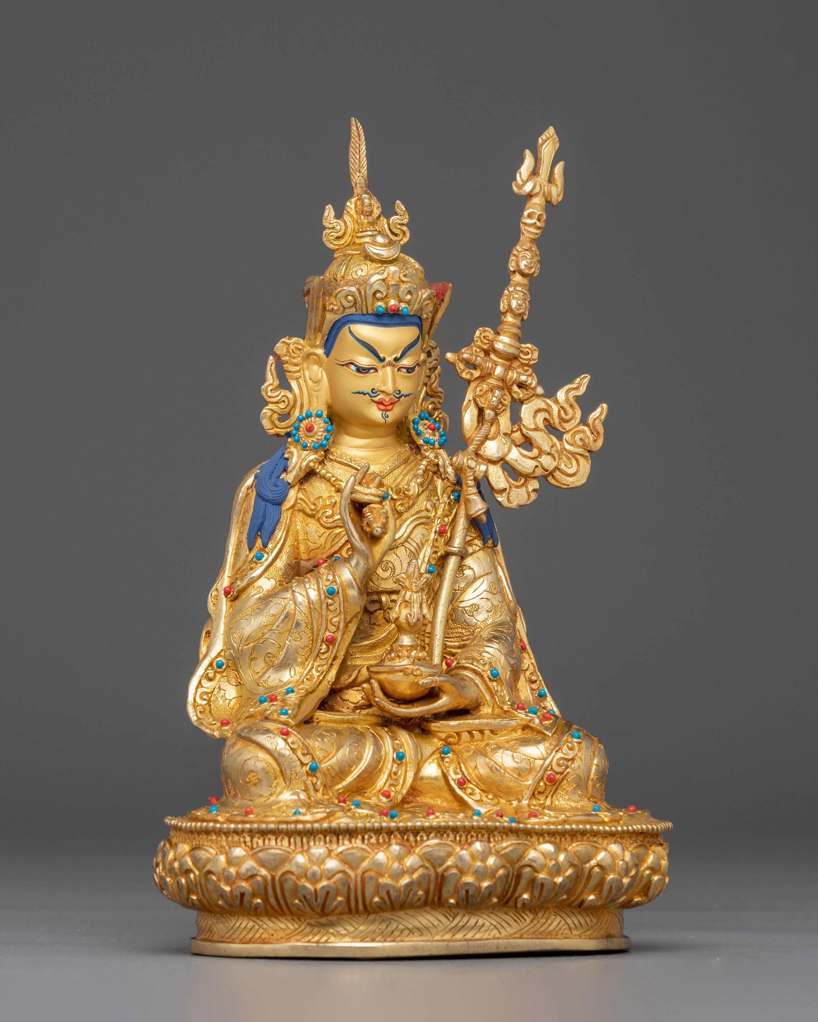 Sacred Statue of Guru Tsyoke Dorje | Gold Plated Tibetan Buddhist Copper Figure