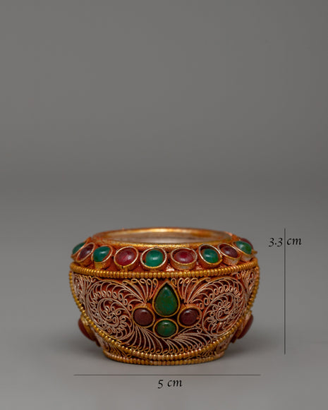 Golpa with Beautiful Stones | Sacred Alms Bowl for Ceremonies