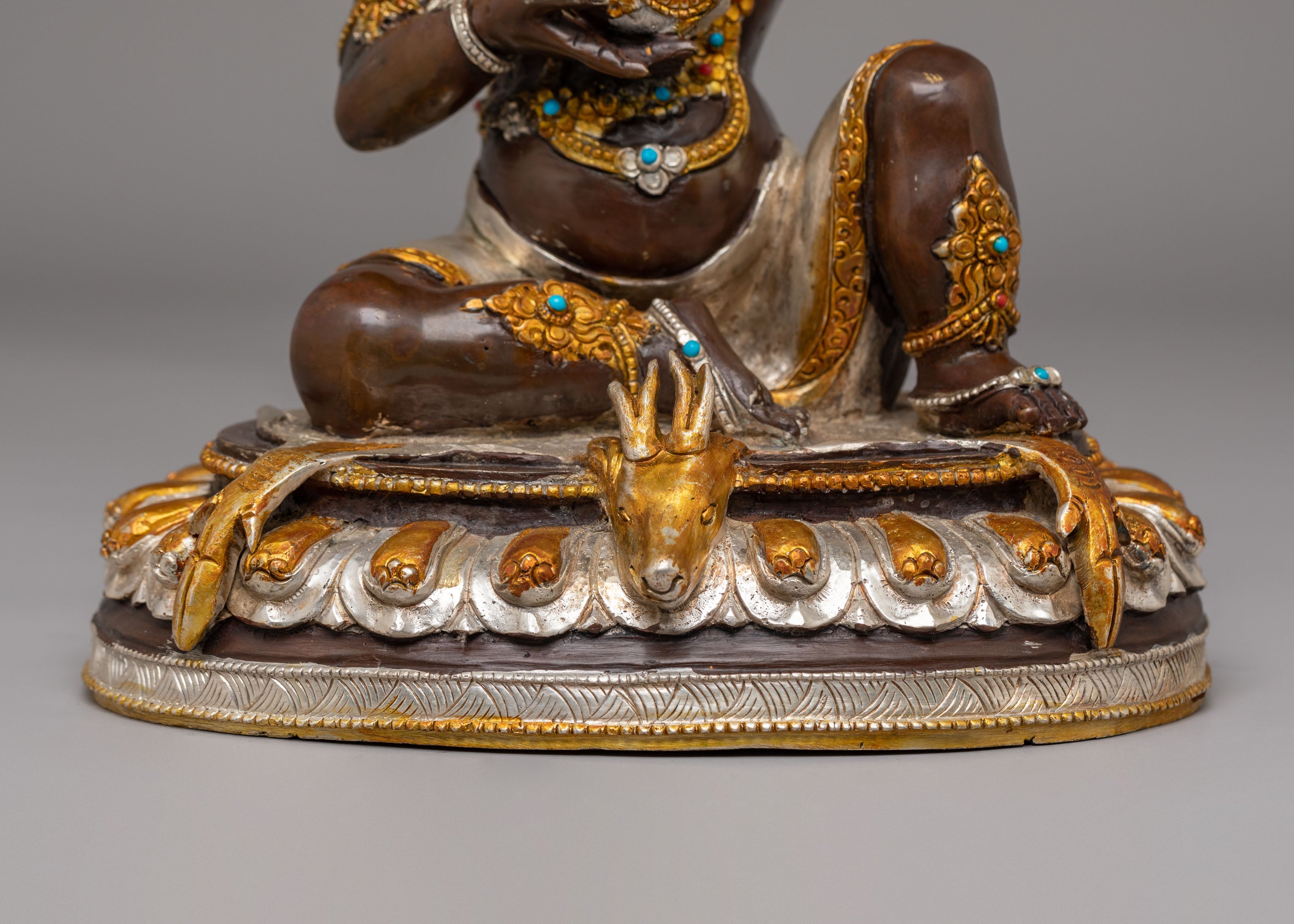 Mahasiddha Virupa Statue | 24K Gold Plated Buddhist Meditation Sculpture