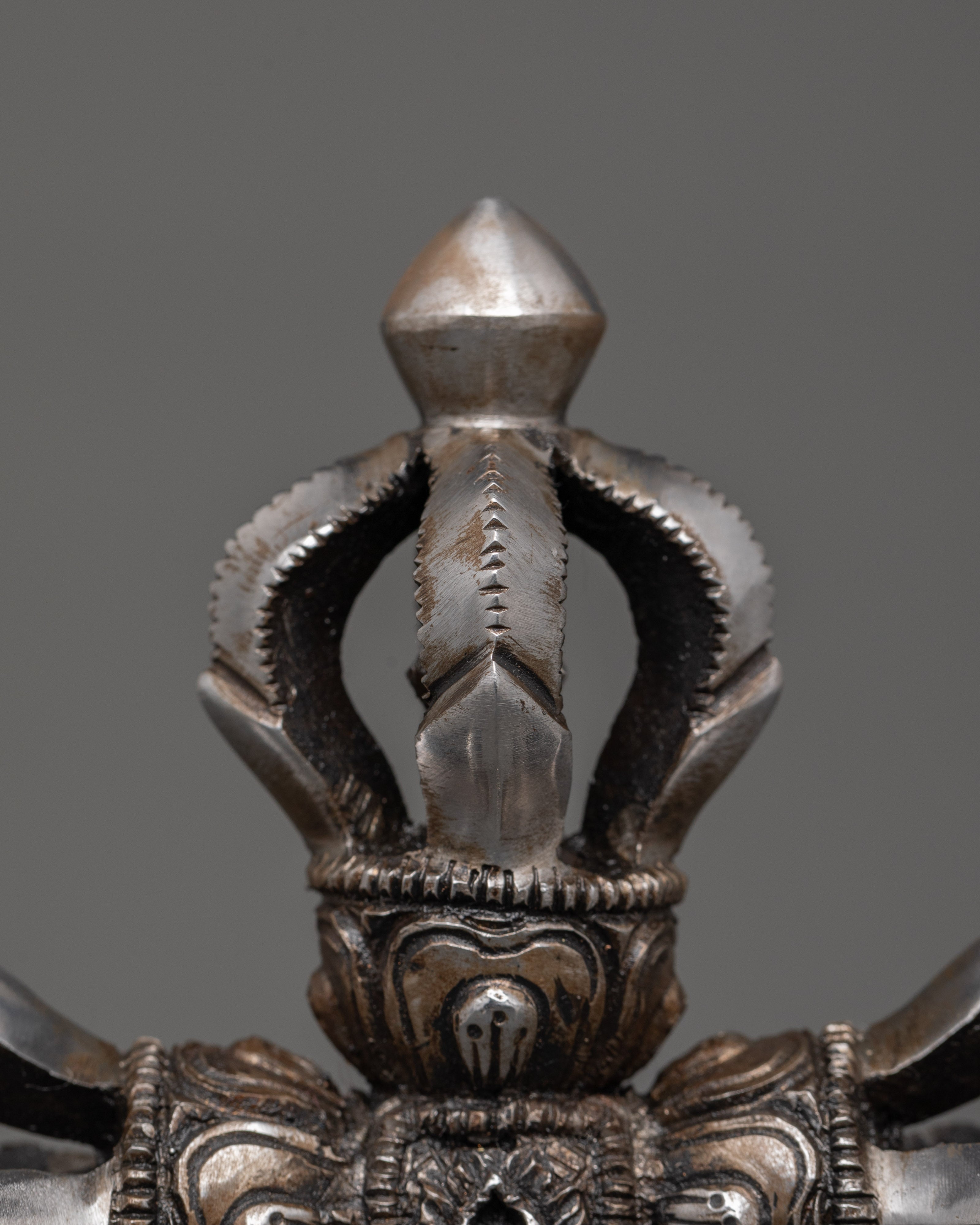 Iron Bishwo Vajra with a Stand Base | Tibetan Double Dorje Sacred Ritual Item