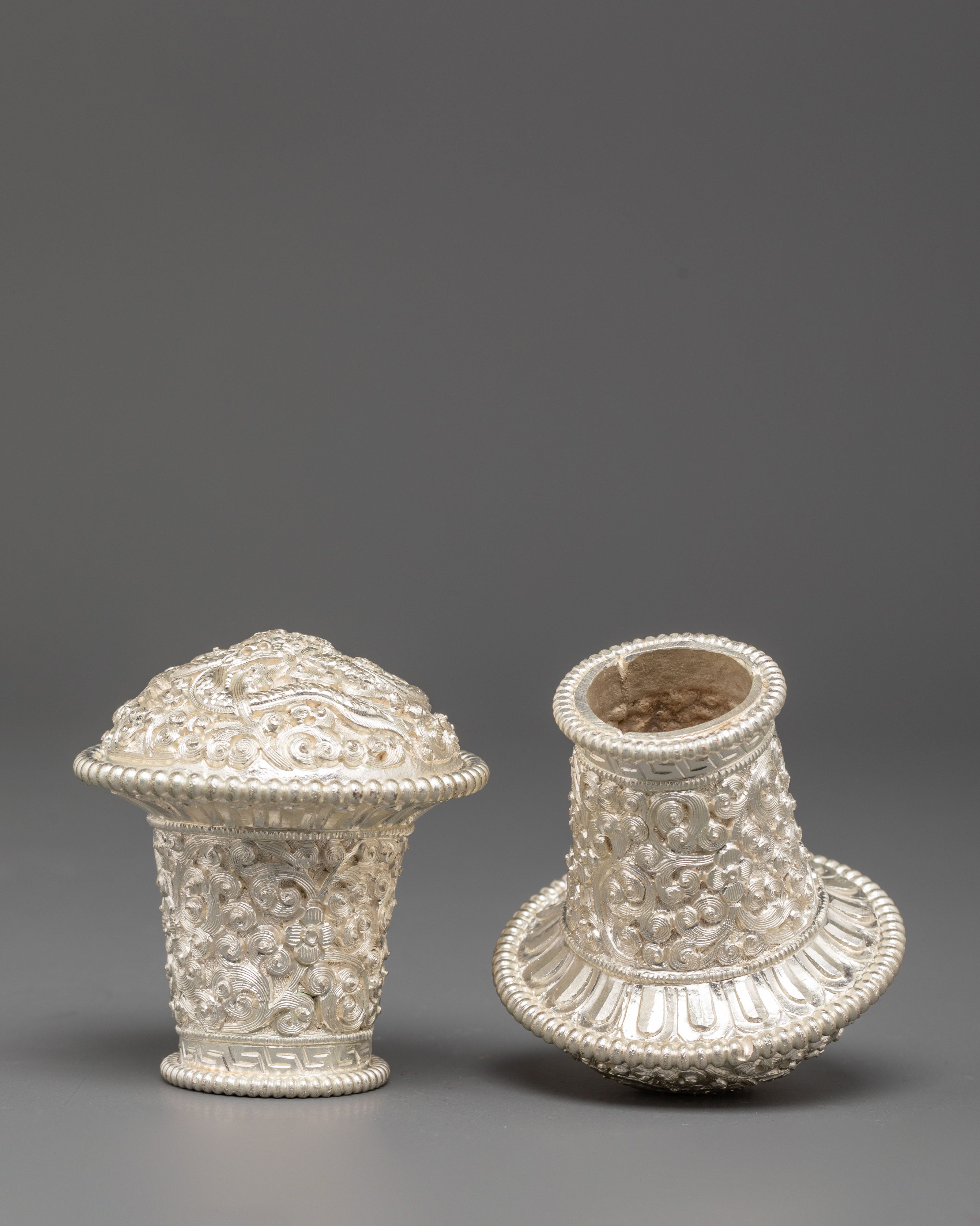 Handmade Silver Plated Brocade Stick Cap | Decorative Brocade Accessory