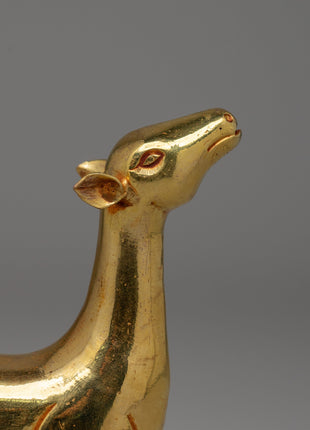 Gold-Plated Dharma Wheel with Deer Set | Spiritual Meditation Gift